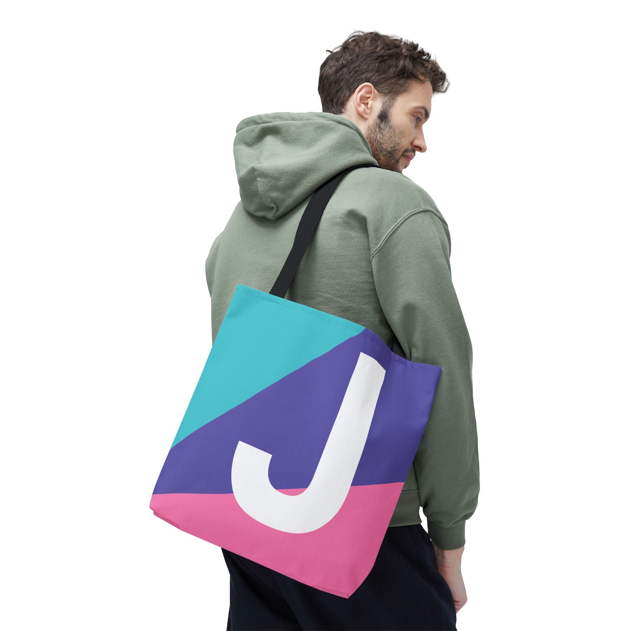 Monogram 'J' Colorblock Tote Bag — Personalized Initial J Shoulder Tote
