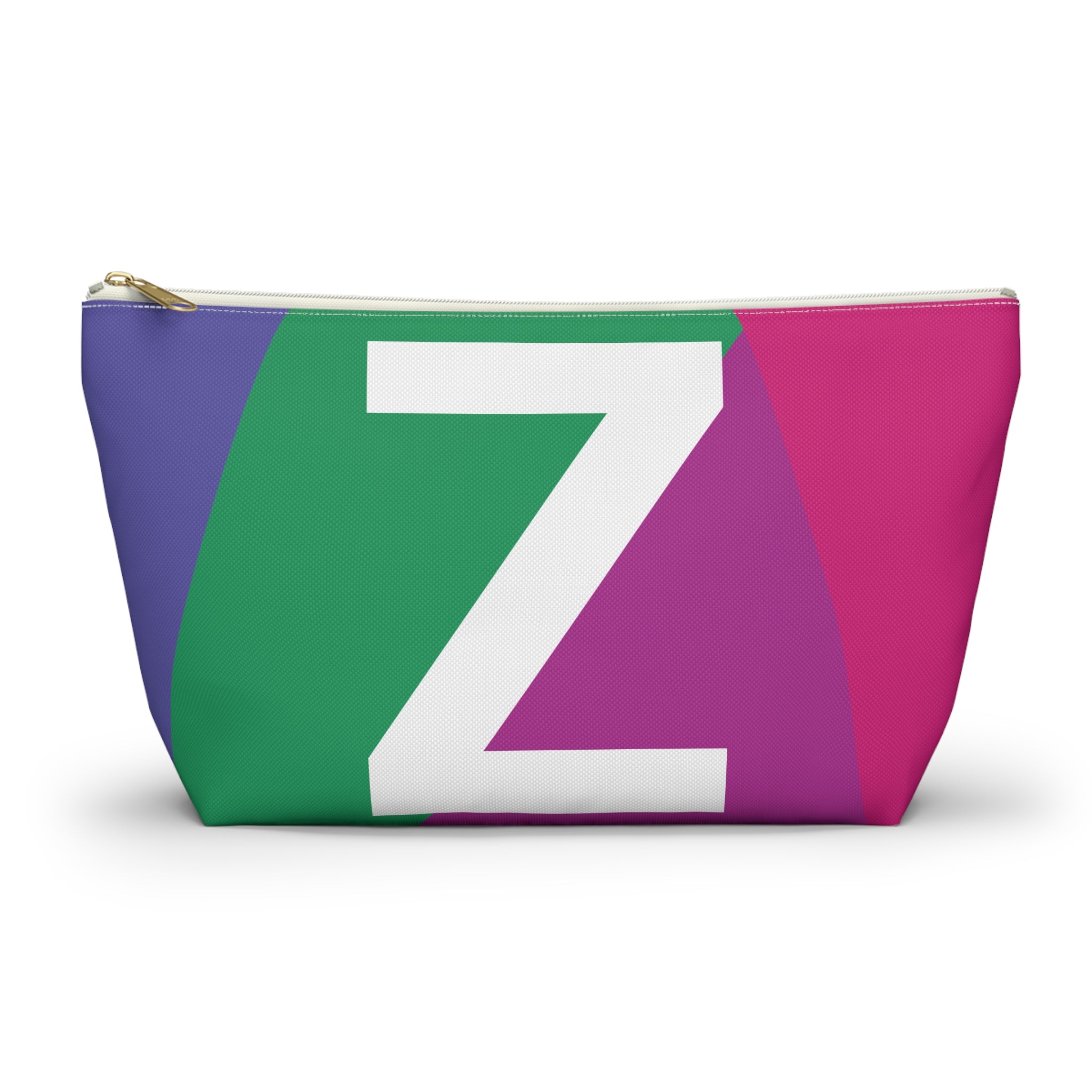 Initials Colorblock Accessory Pouch — Monogram Z T-Bottom Cosmetic Bag