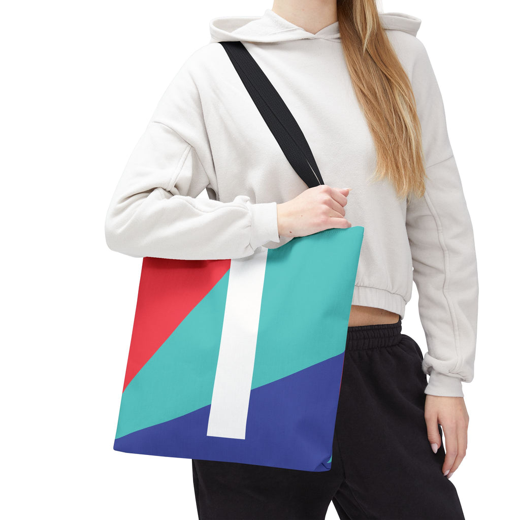 Monogram 'I' Colorblock Tote Bag — Personalized Initial I Shoulder Tote