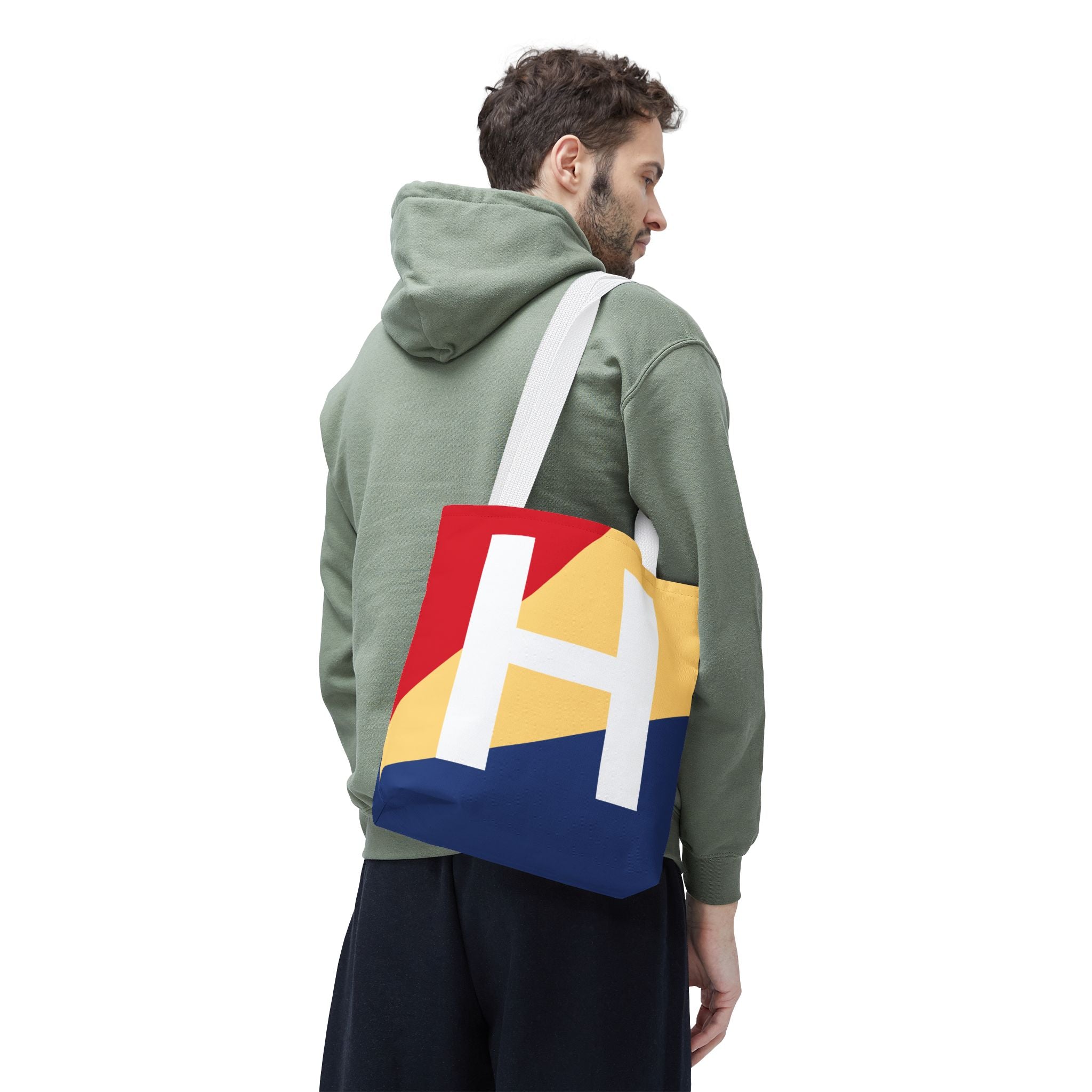 Monogram 'H' Colorblock Tote Bag — Personalized Initial H Shoulder Tote