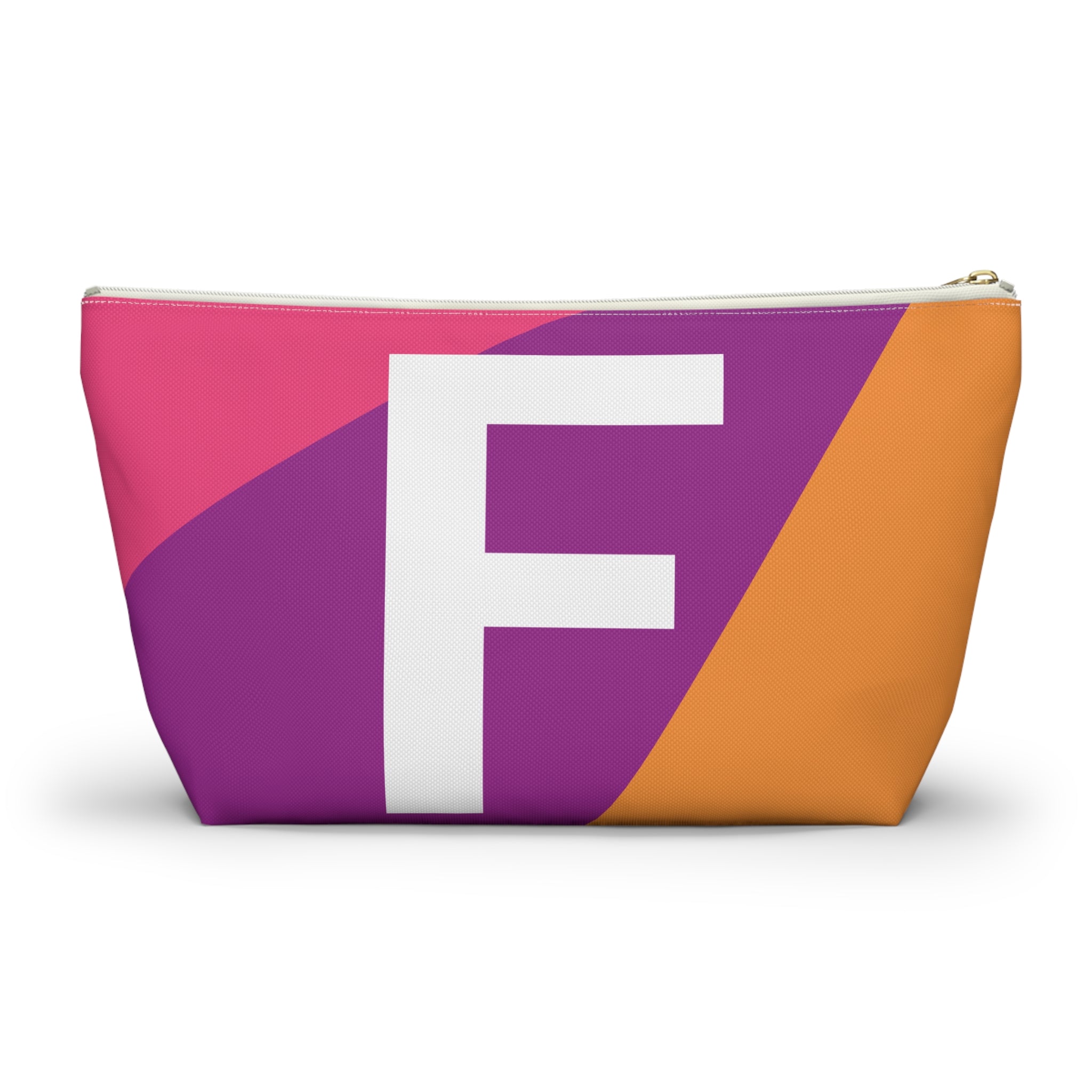 Initials Colorblock Accessory Pouch — Monogram F T-Bottom Cosmetic Bag