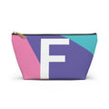 Initials Colorblock Accessory Pouch — Monogram F T-Bottom Cosmetic Bag