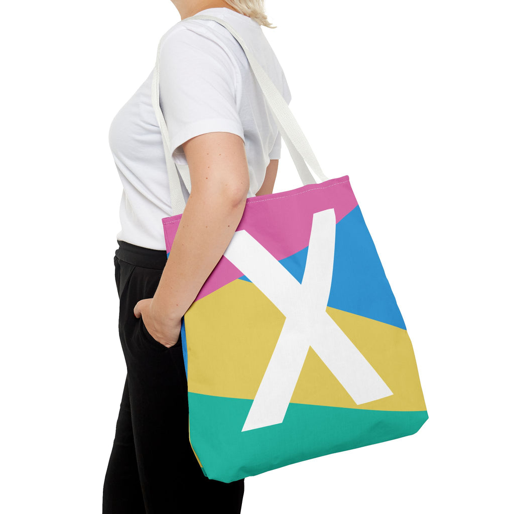 Monogram 'X' Colorblock Tote Bag — Personalized Initial X Shoulder Tote