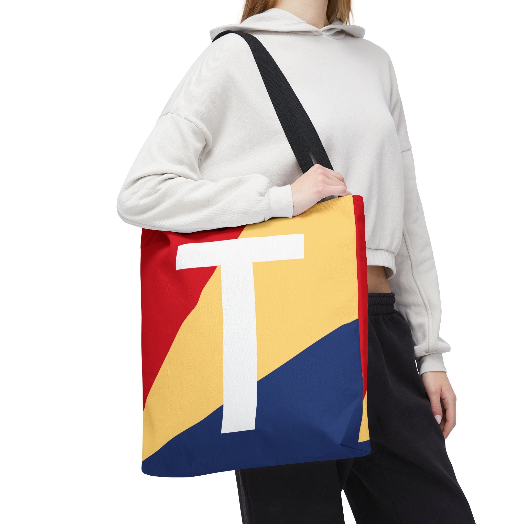 Monogram 'T' Colorblock Tote Bag — Personalized Initial T Shoulder Tote