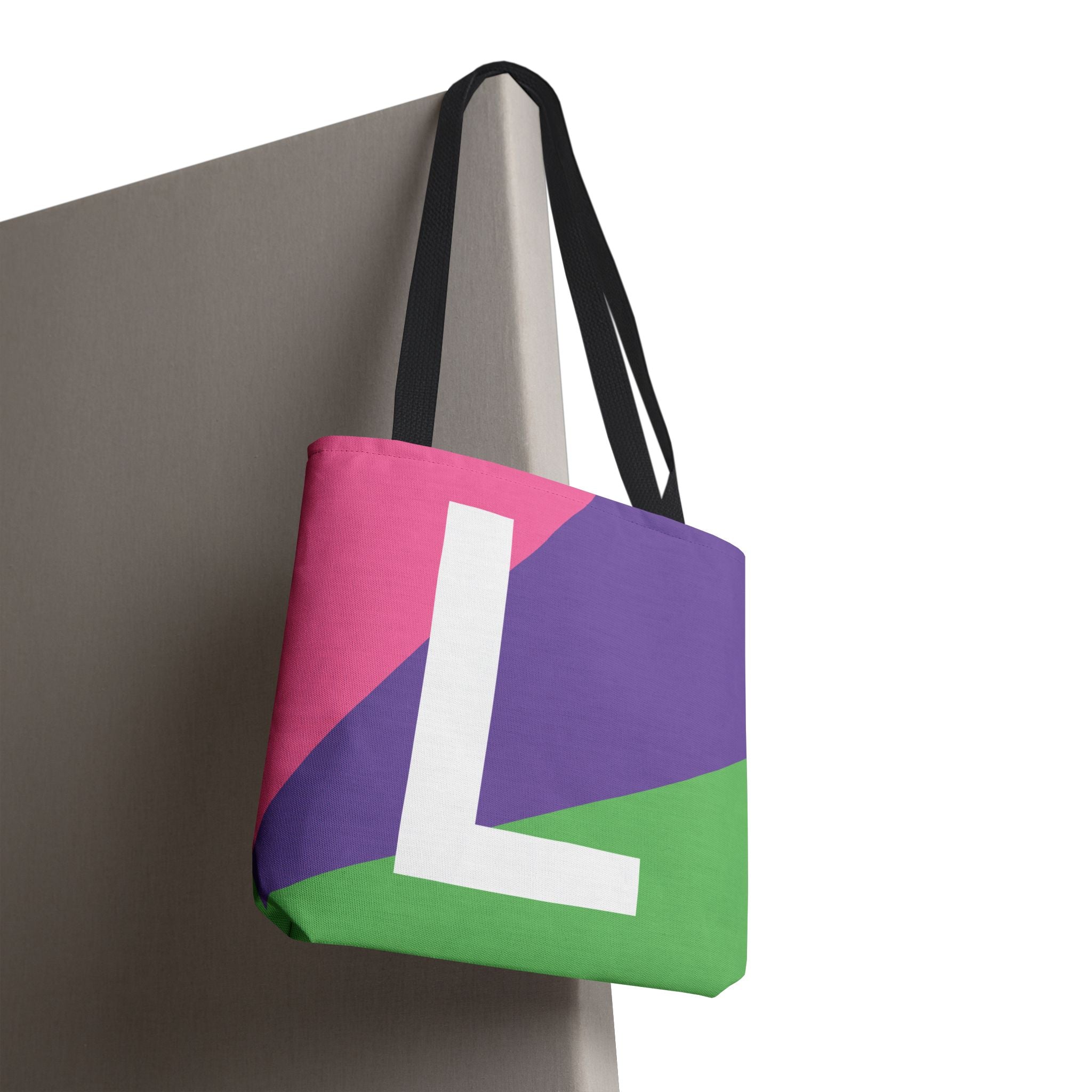 Monogram 'L' Colorblock Tote Bag — Personalized Initial L Shoulder Tote