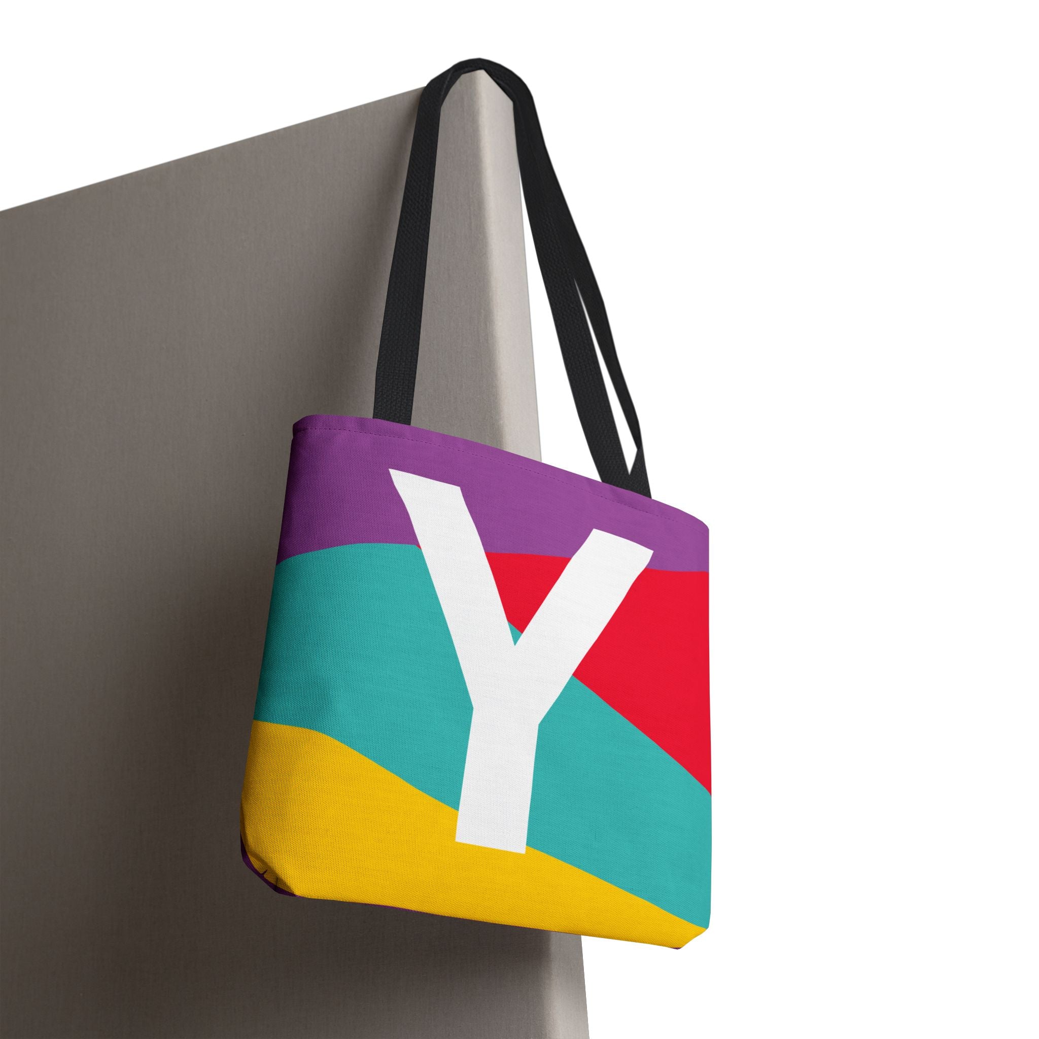 Monogram 'Y' Colorblock Tote Bag — Personalized Initial Y Shoulder Tote