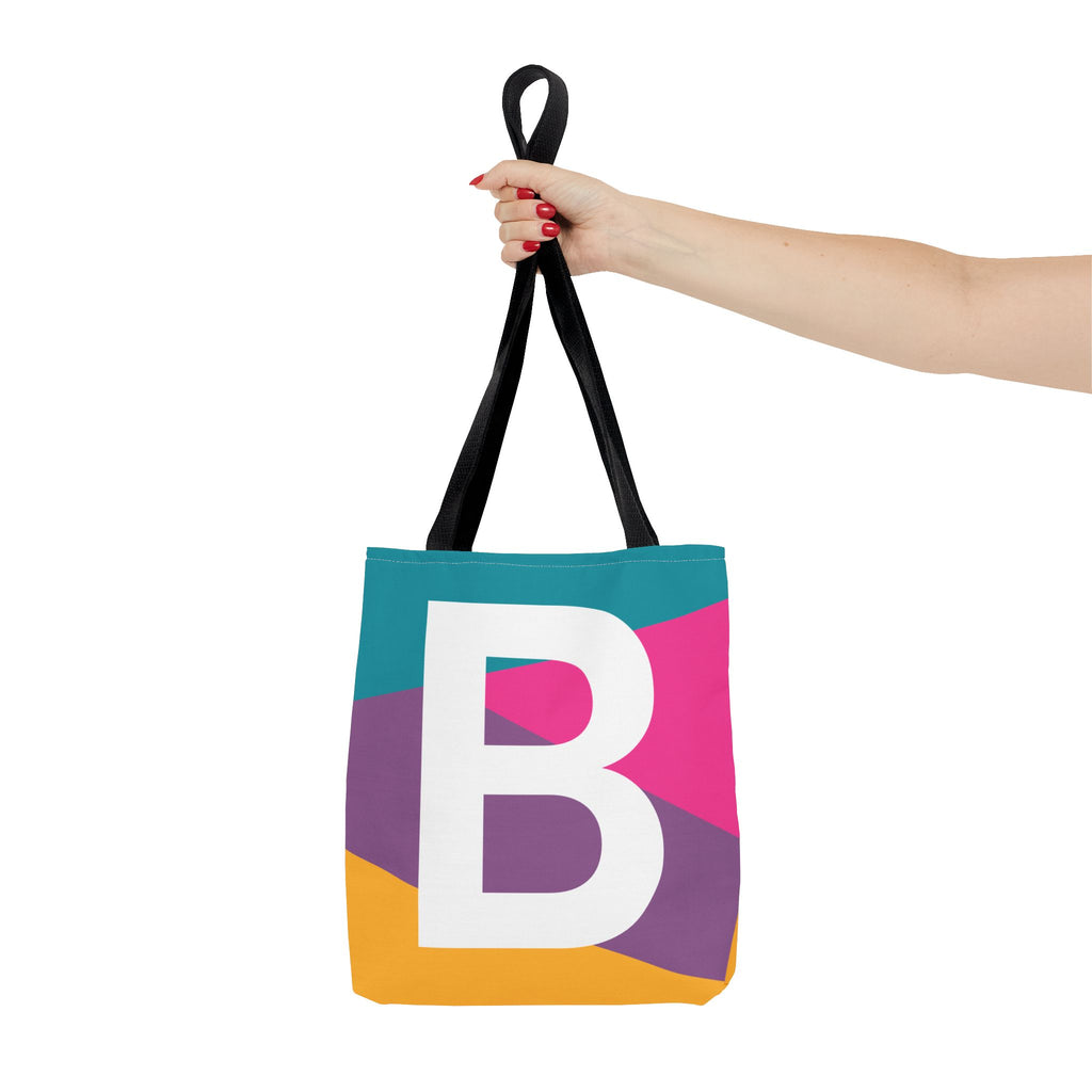Monogram 'B' Colorblock Tote Bag — Personalized Initial A Shoulder Tote
