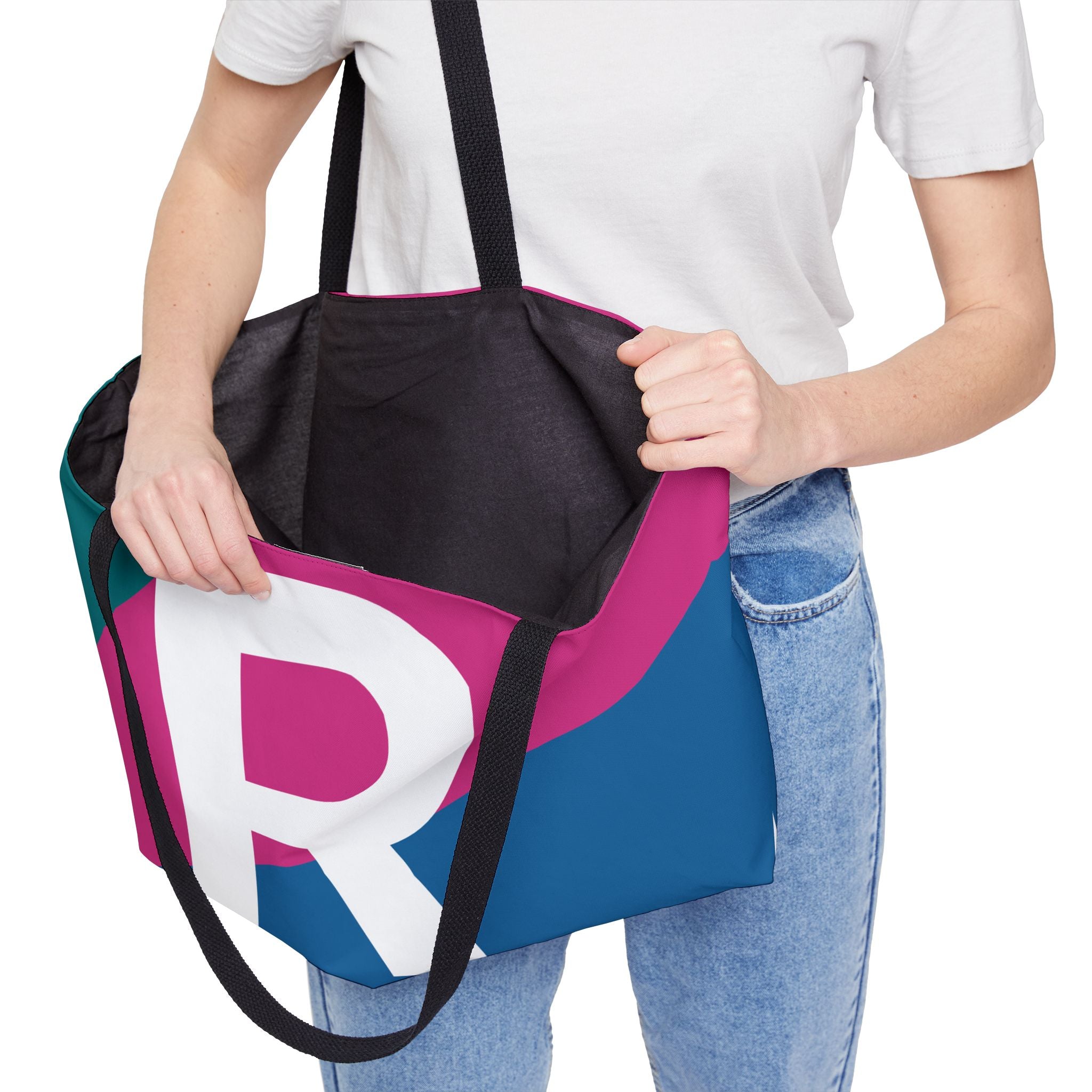 Personalized 'R' Colorblock Tote Bag — Monogram Weekender Tote