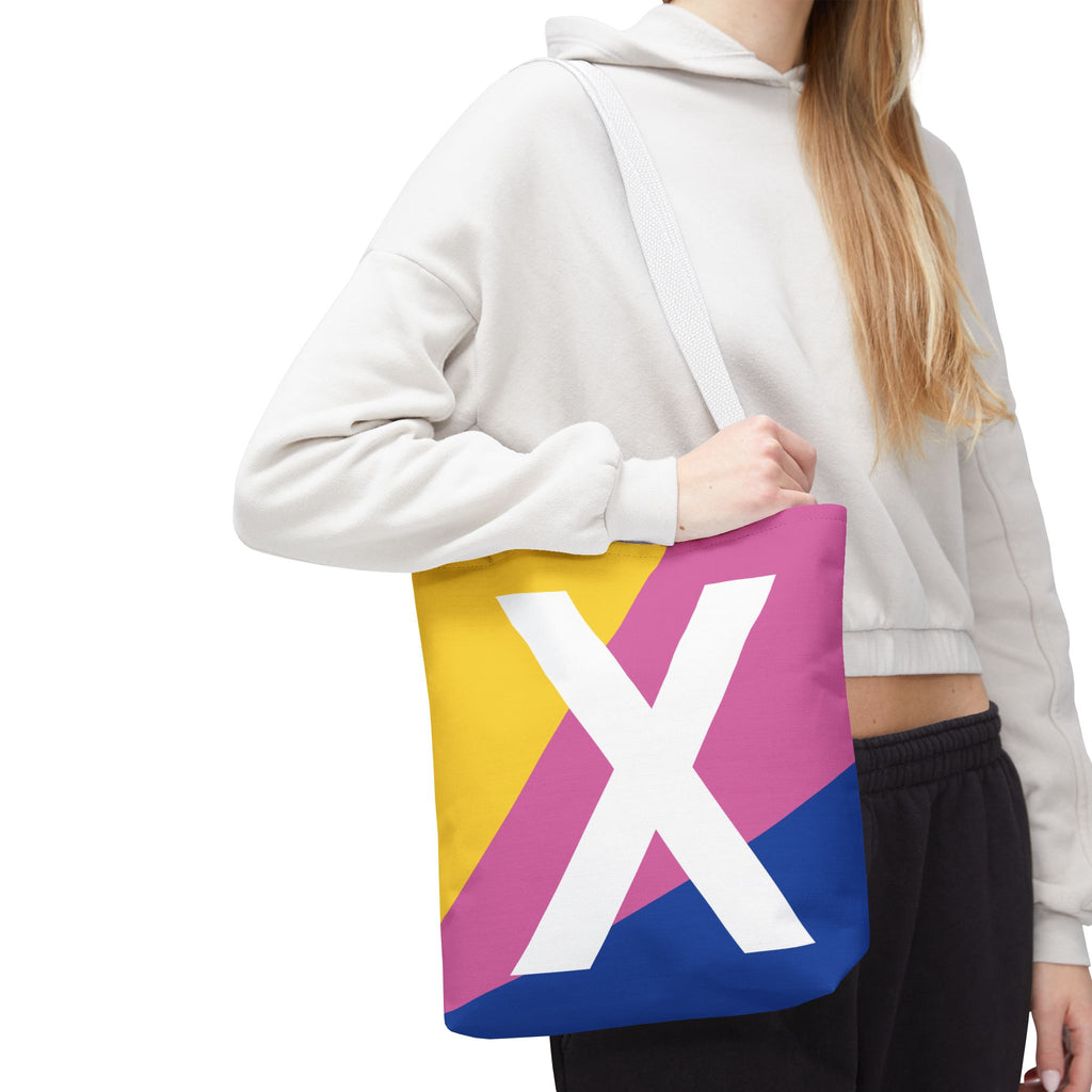 Monogram 'X' Colorblock Tote Bag — Personalized Initial X Shoulder Tote