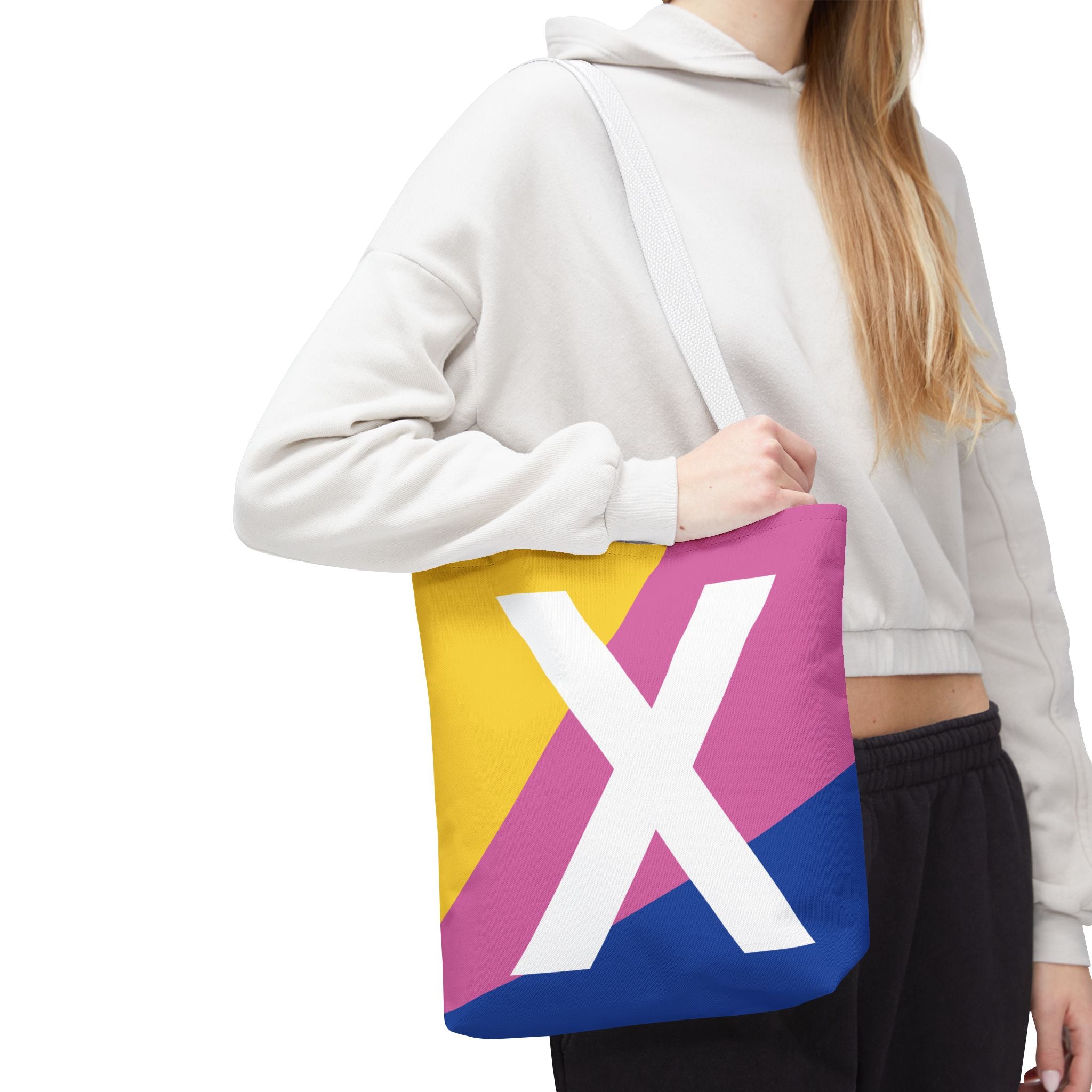 Monogram 'X' Colorblock Tote Bag — Personalized Initial X Shoulder Tote