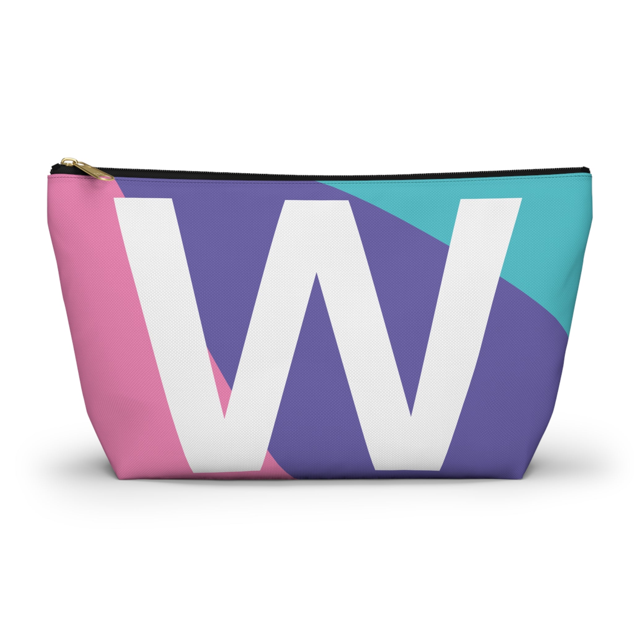 Initials Colorblock Accessory Pouch — Monogram W T-Bottom Cosmetic Bag