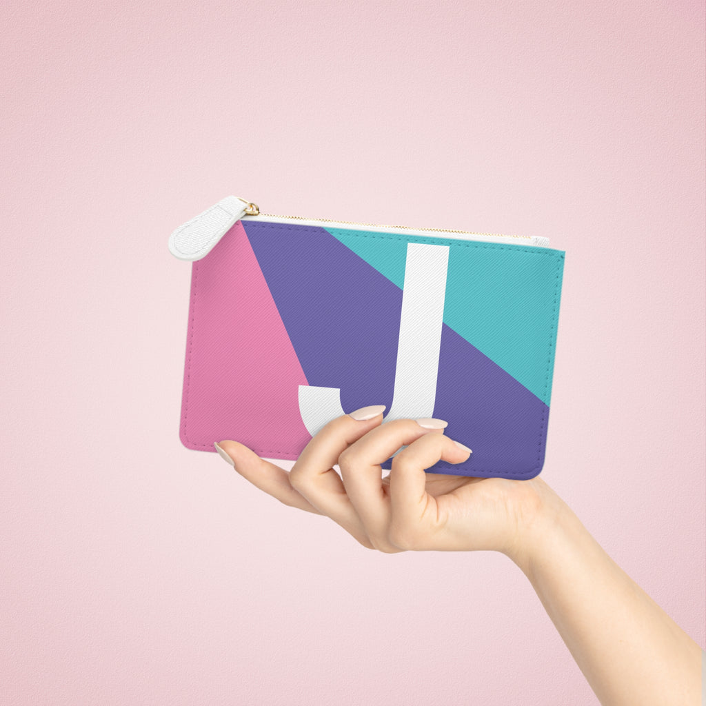 Initial J Mini Clutch — Colorblock Monogram Wristlet Wallet