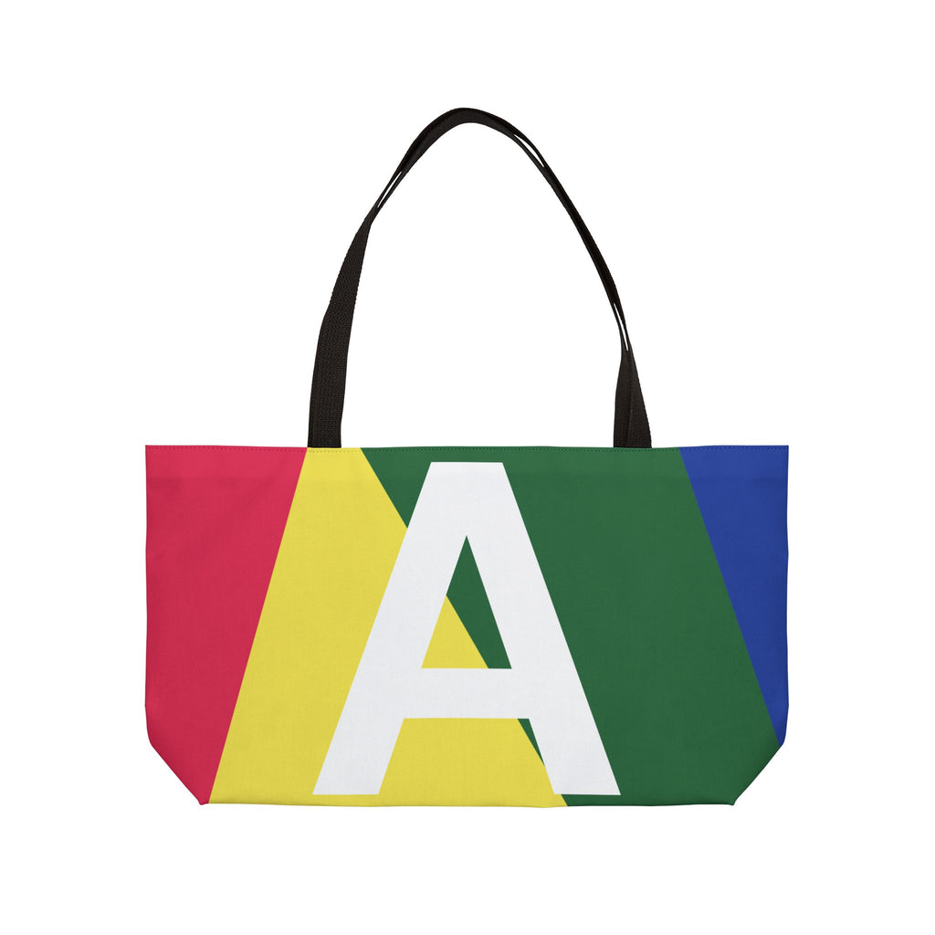 Personalized 'A' Colorblock Tote Bag — Monogram Weekender Tote