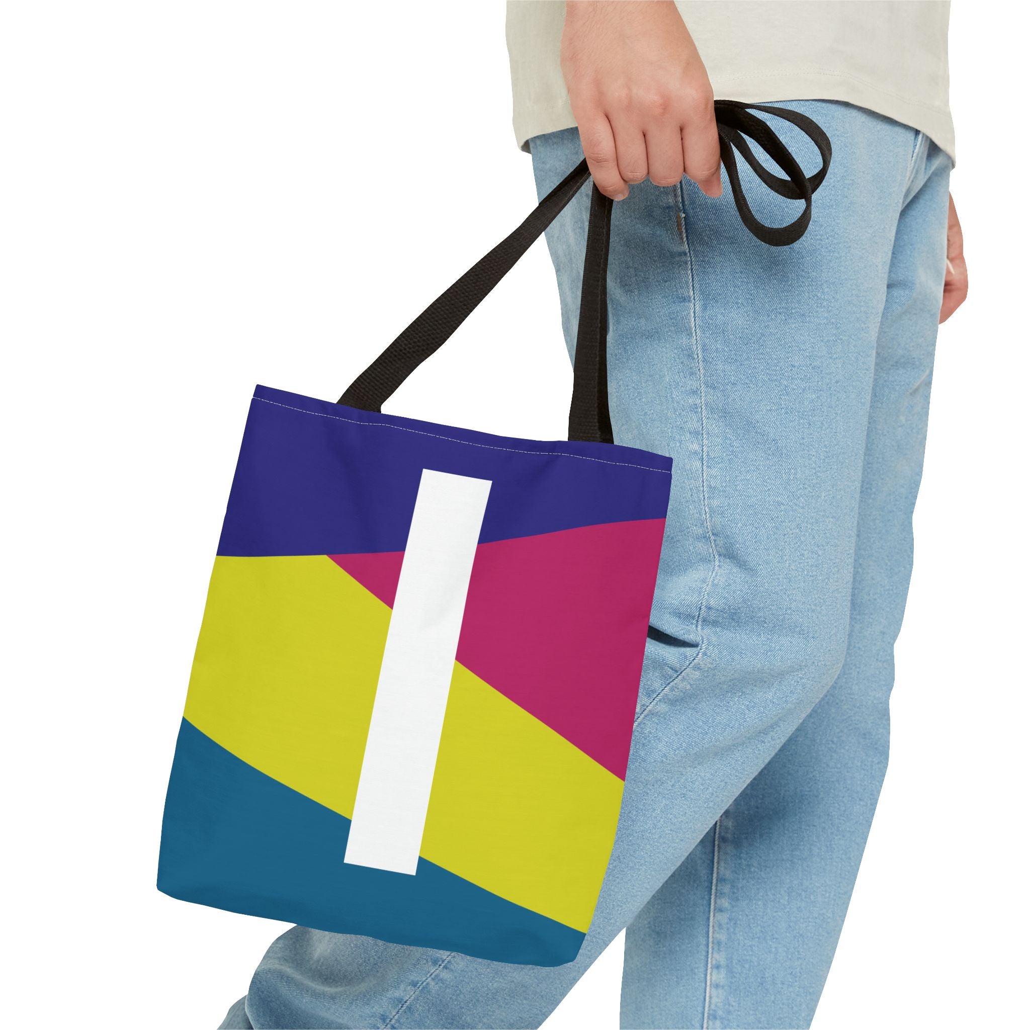 Monogram 'I' Colorblock Tote Bag — Personalized Initial I Shoulder Tote