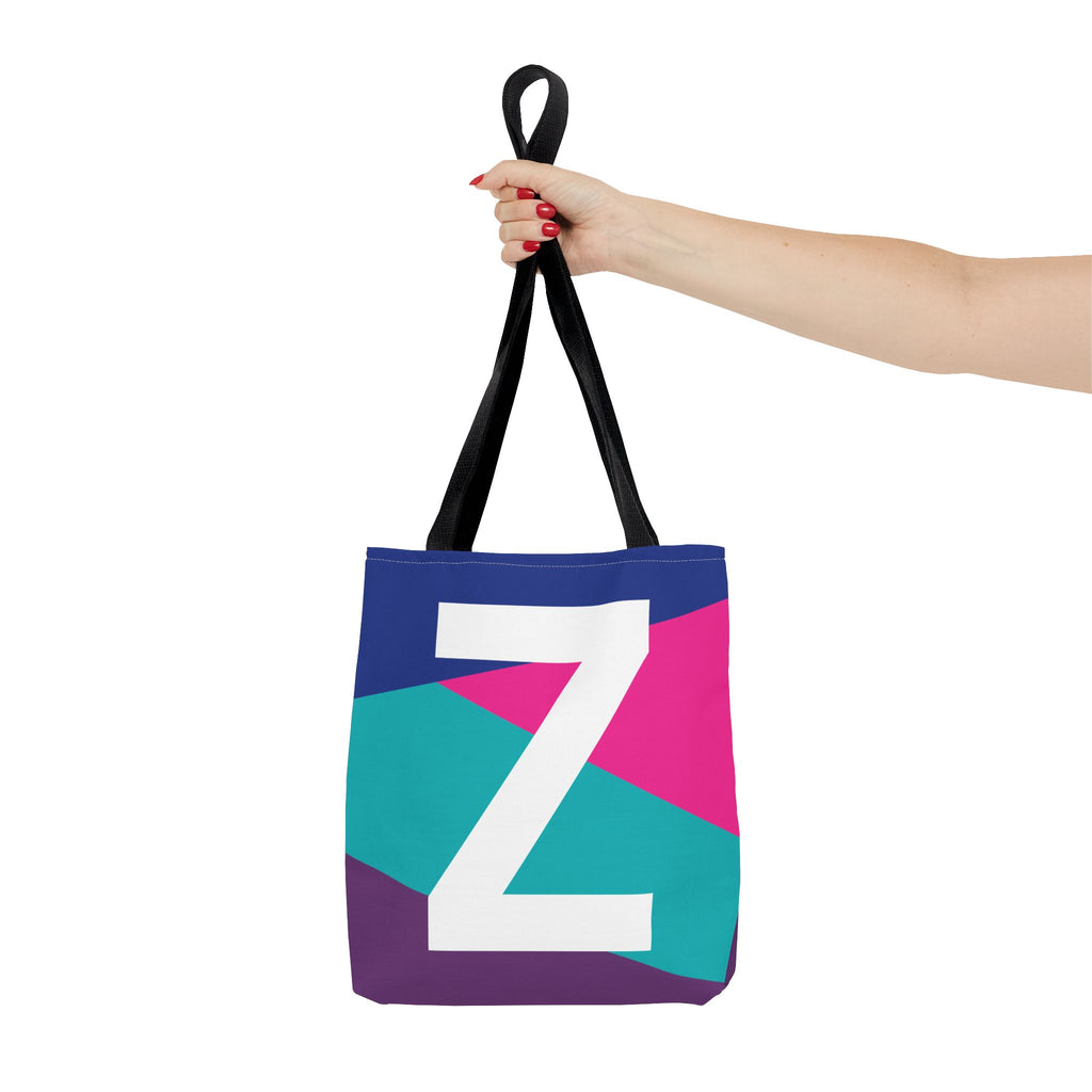 Monogram 'Z' Colorblock Tote Bag — Personalized Initial Z Shoulder Tote