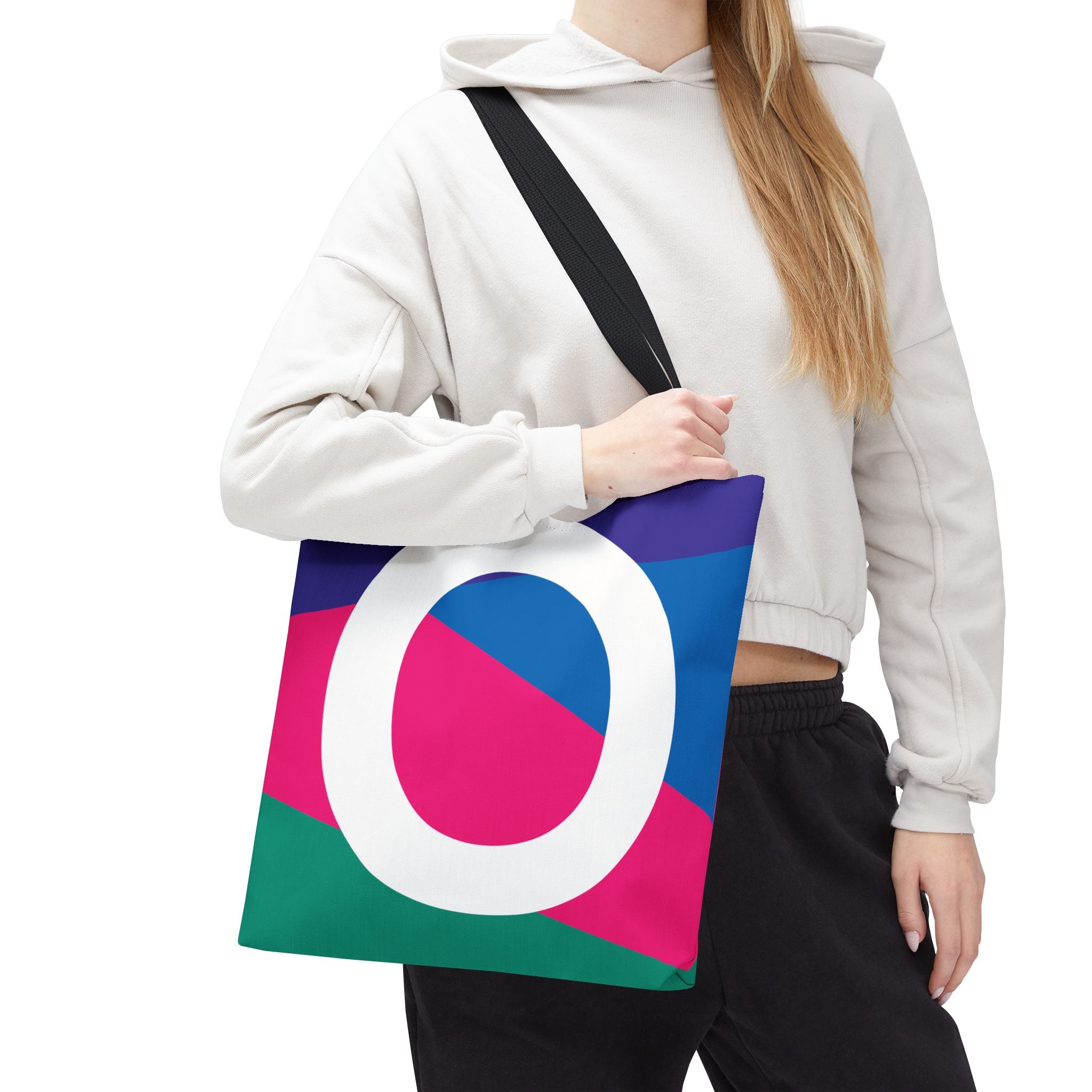 Monogram 'O' Colorblock Tote Bag — Personalized Initial O Shoulder Tote