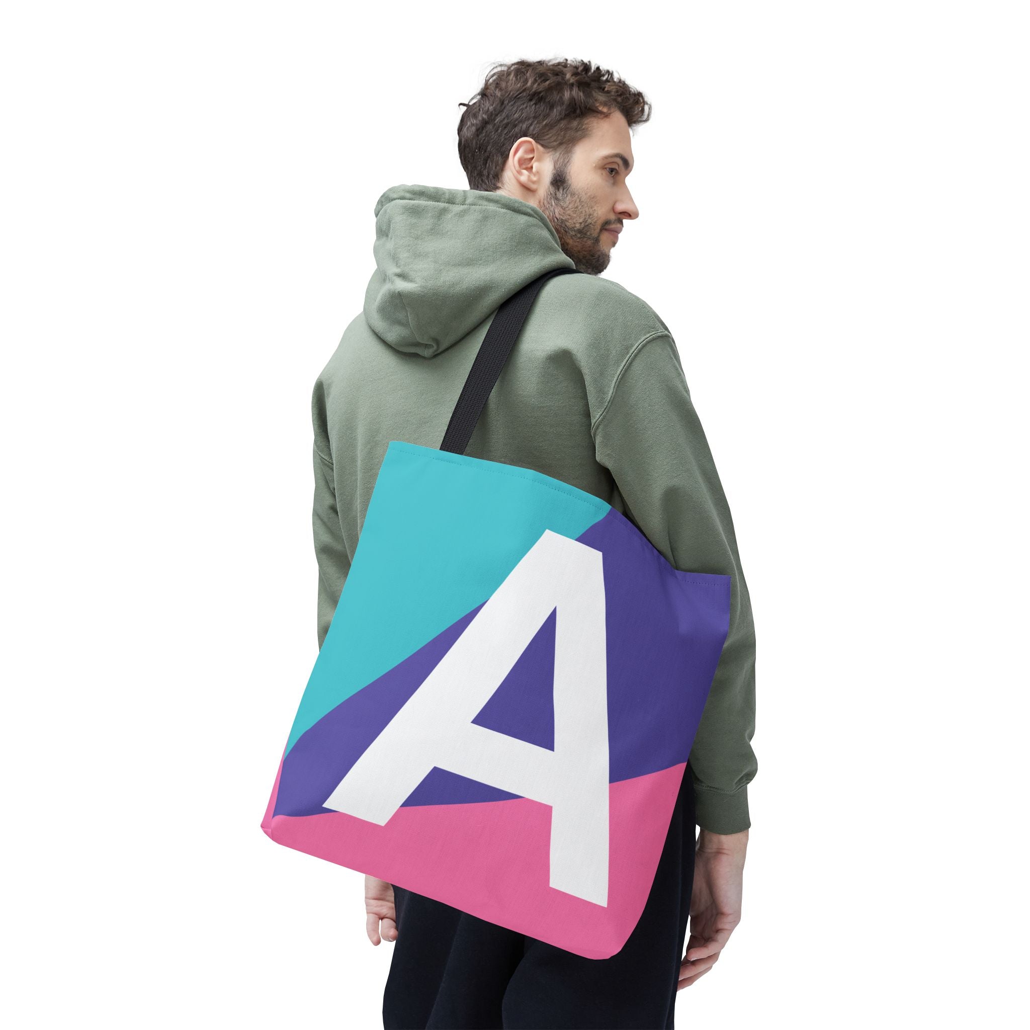 Monogram 'A' Colorblock Tote Bag — Personalized Initial A Shoulder Tote