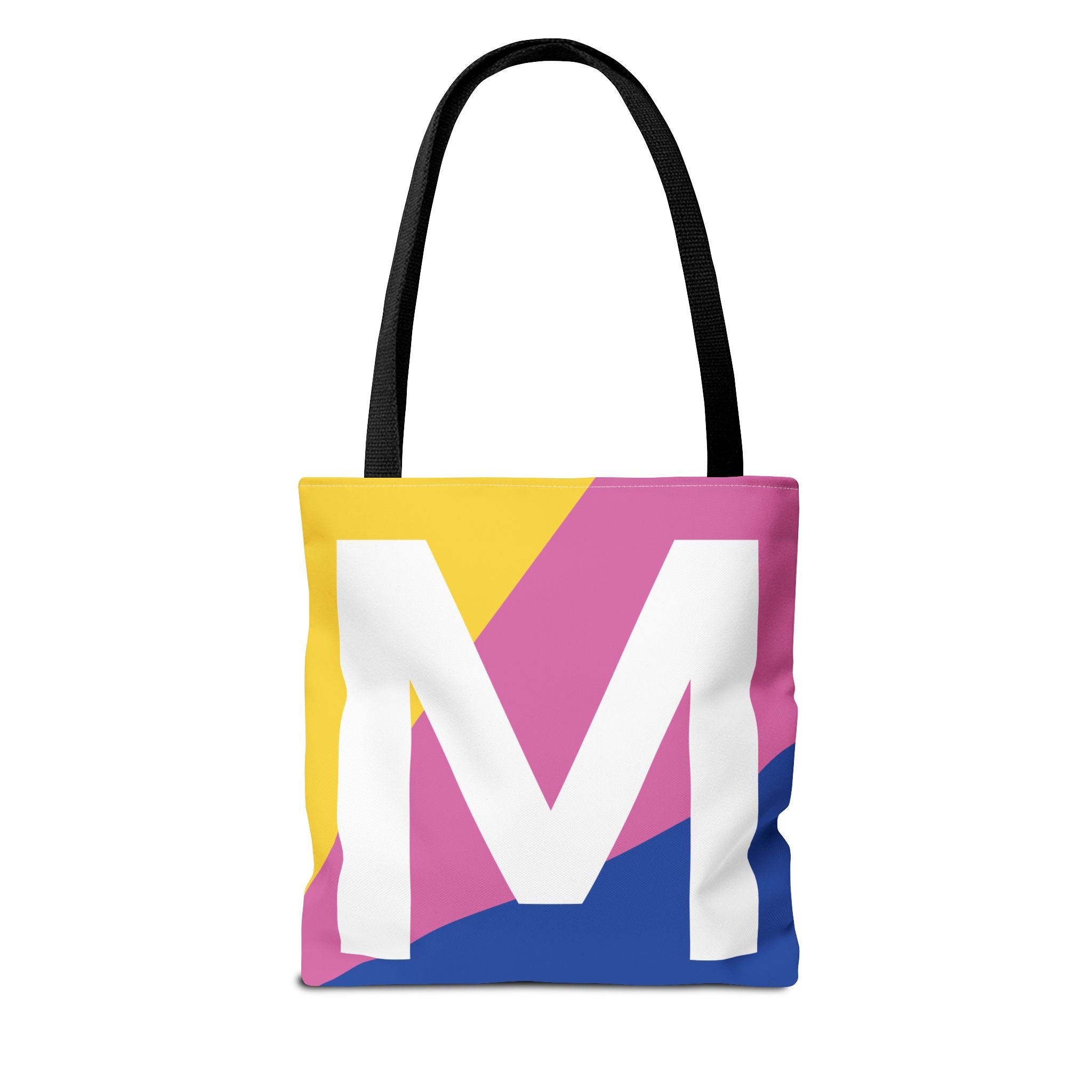Monogram 'M' Colorblock Tote Bag — Personalized Initial M Shoulder Tote