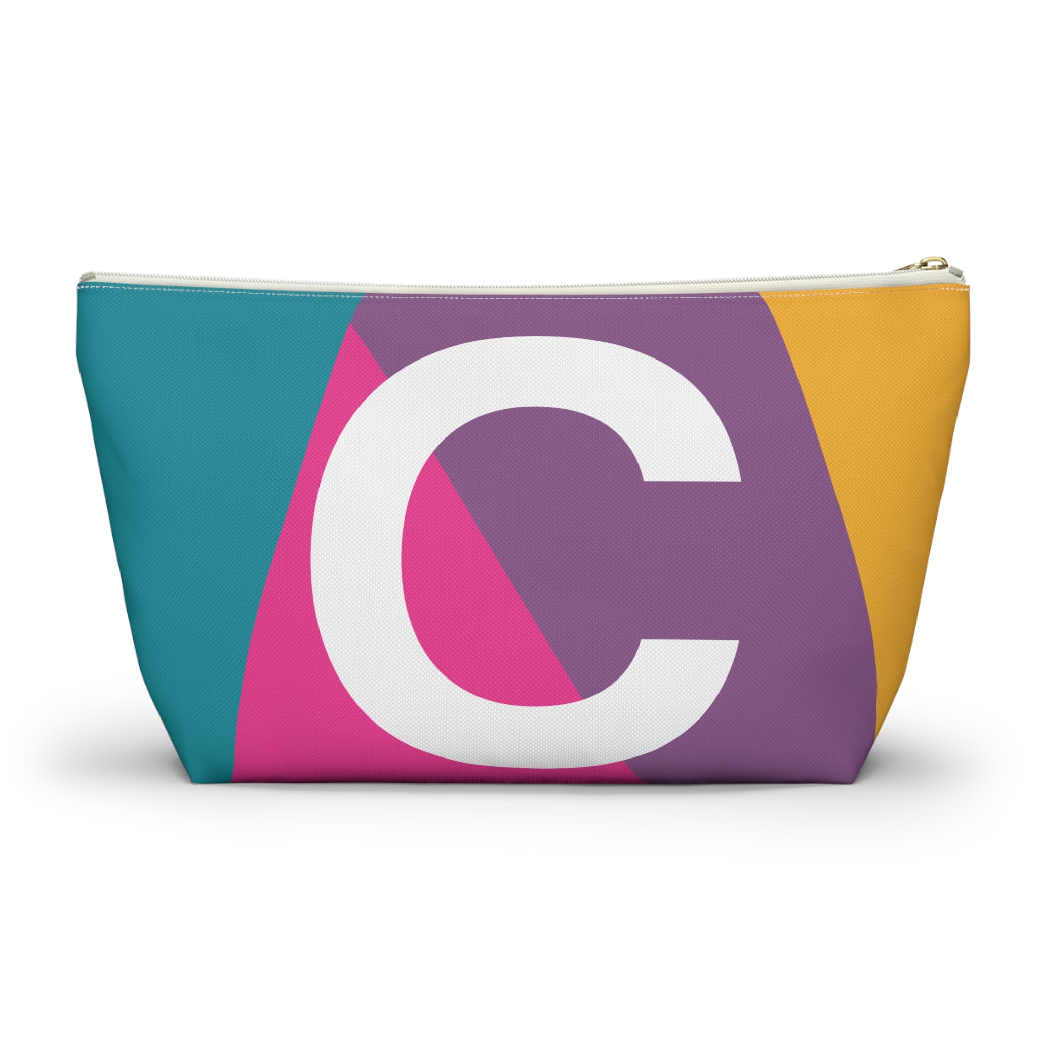 Initials Colorblock Accessory Pouch — Monogram C T-Bottom Cosmetic Bag