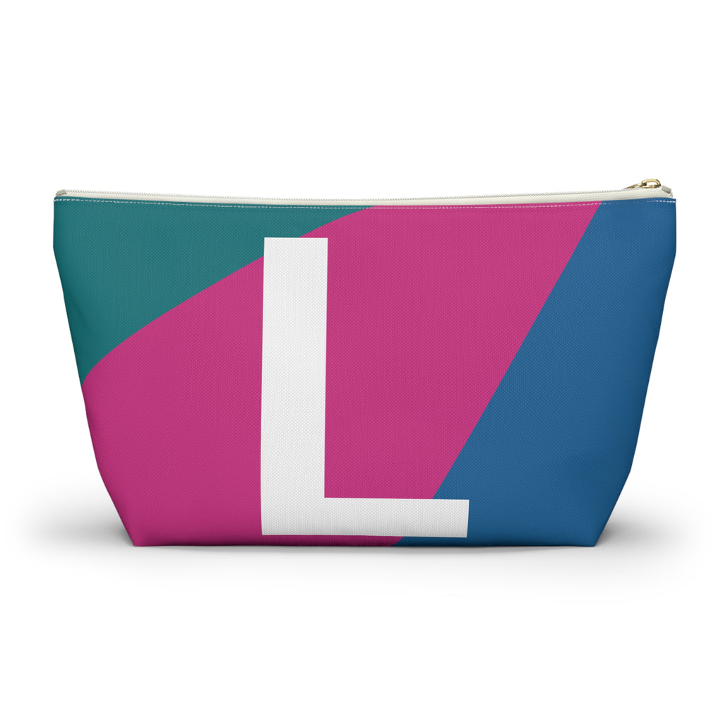 Initials Colorblock Accessory Pouch — Monogram L T-Bottom Cosmetic Bag