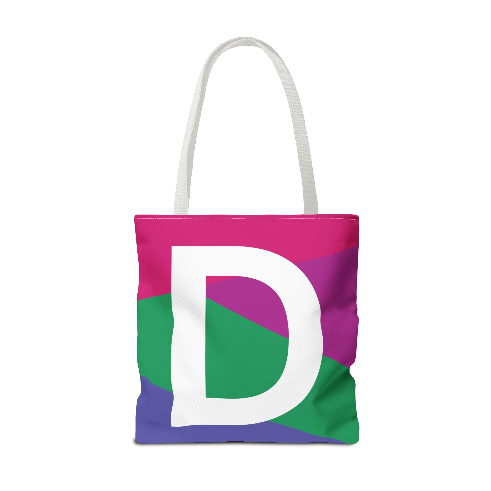 Monogram 'D' Colorblock Tote Bag — Personalized Initial D Shoulder Tote