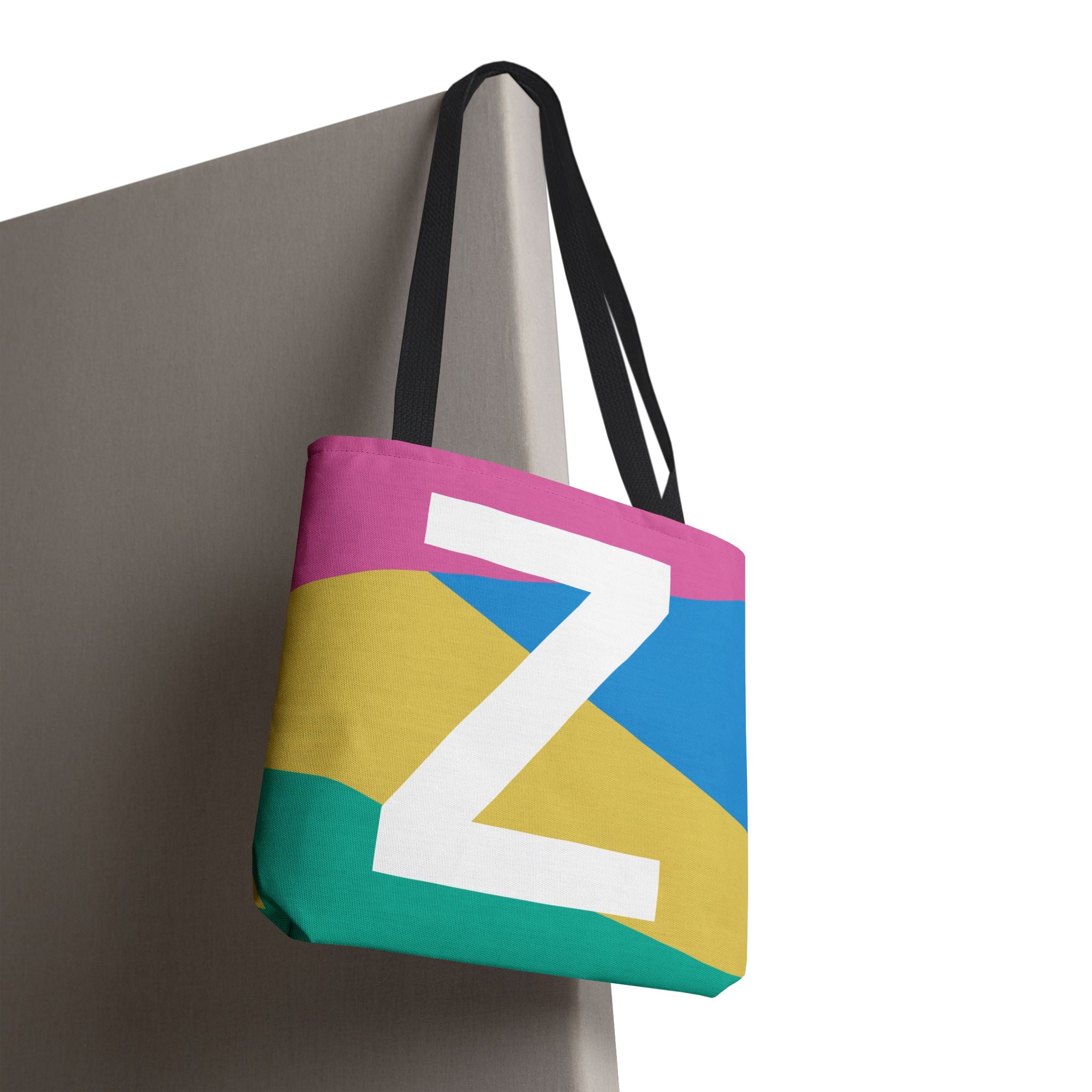 Monogram 'Z' Colorblock Tote Bag — Personalized Initial Z Shoulder Tote