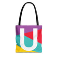 Monogram 'U' Colorblock Tote Bag — Personalized Initial U Shoulder Tote