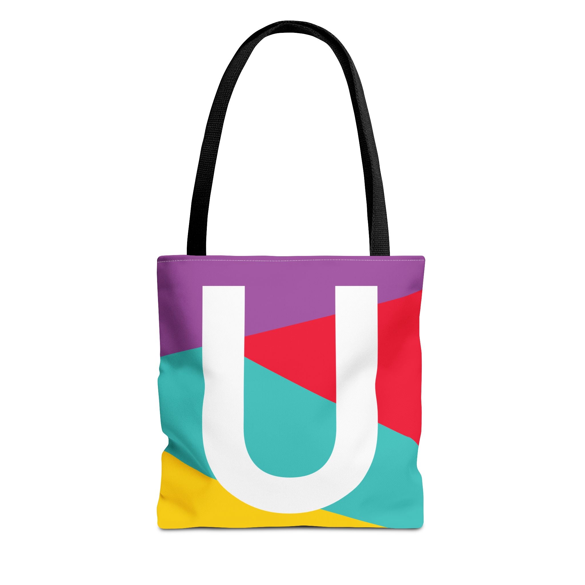 Monogram 'U' Colorblock Tote Bag — Personalized Initial U Shoulder Tote