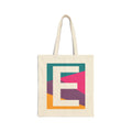 Initial E Colorblock Canvas Tote Bag — Monogram Letter E Reusable Grocery Tote
