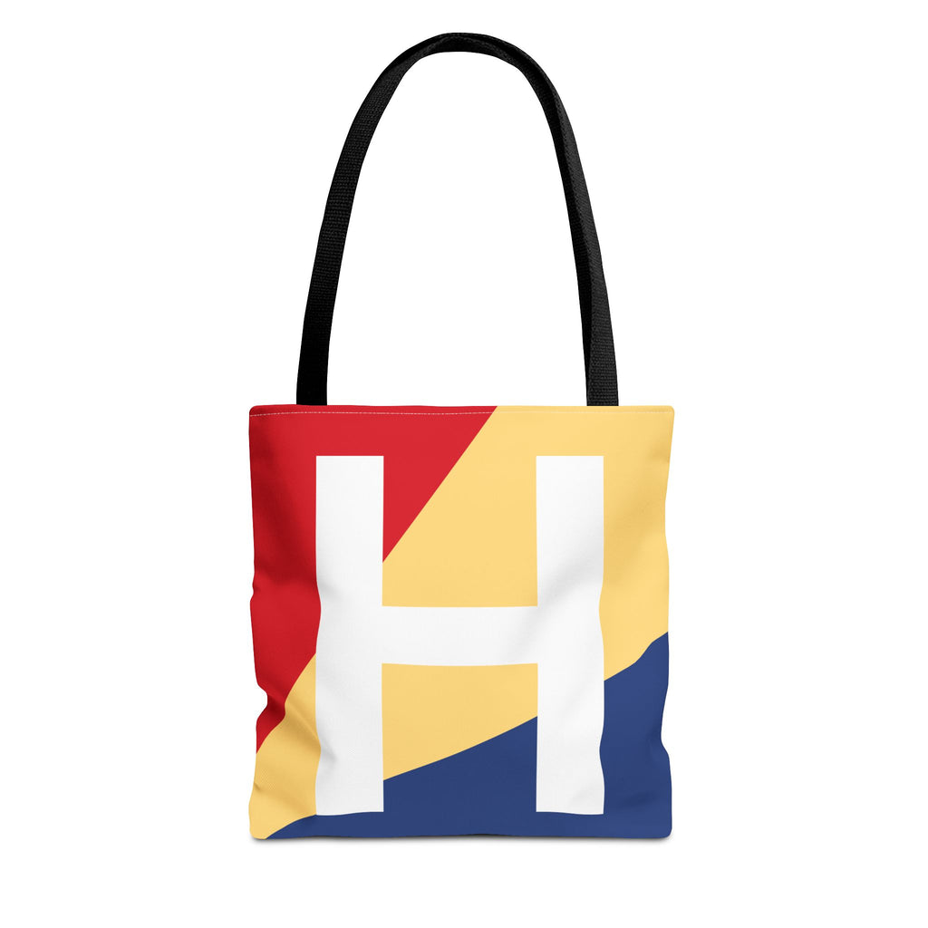 Monogram 'H' Colorblock Tote Bag — Personalized Initial H Shoulder Tote