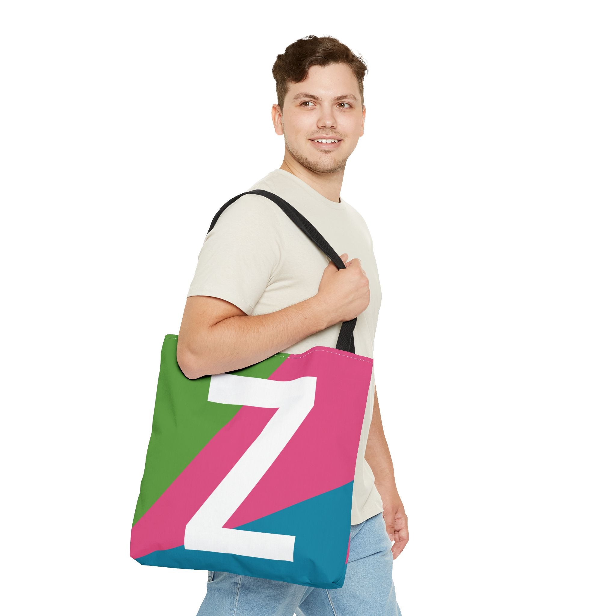 Monogram 'Z' Colorblock Tote Bag — Personalized Initial Z Shoulder Tote