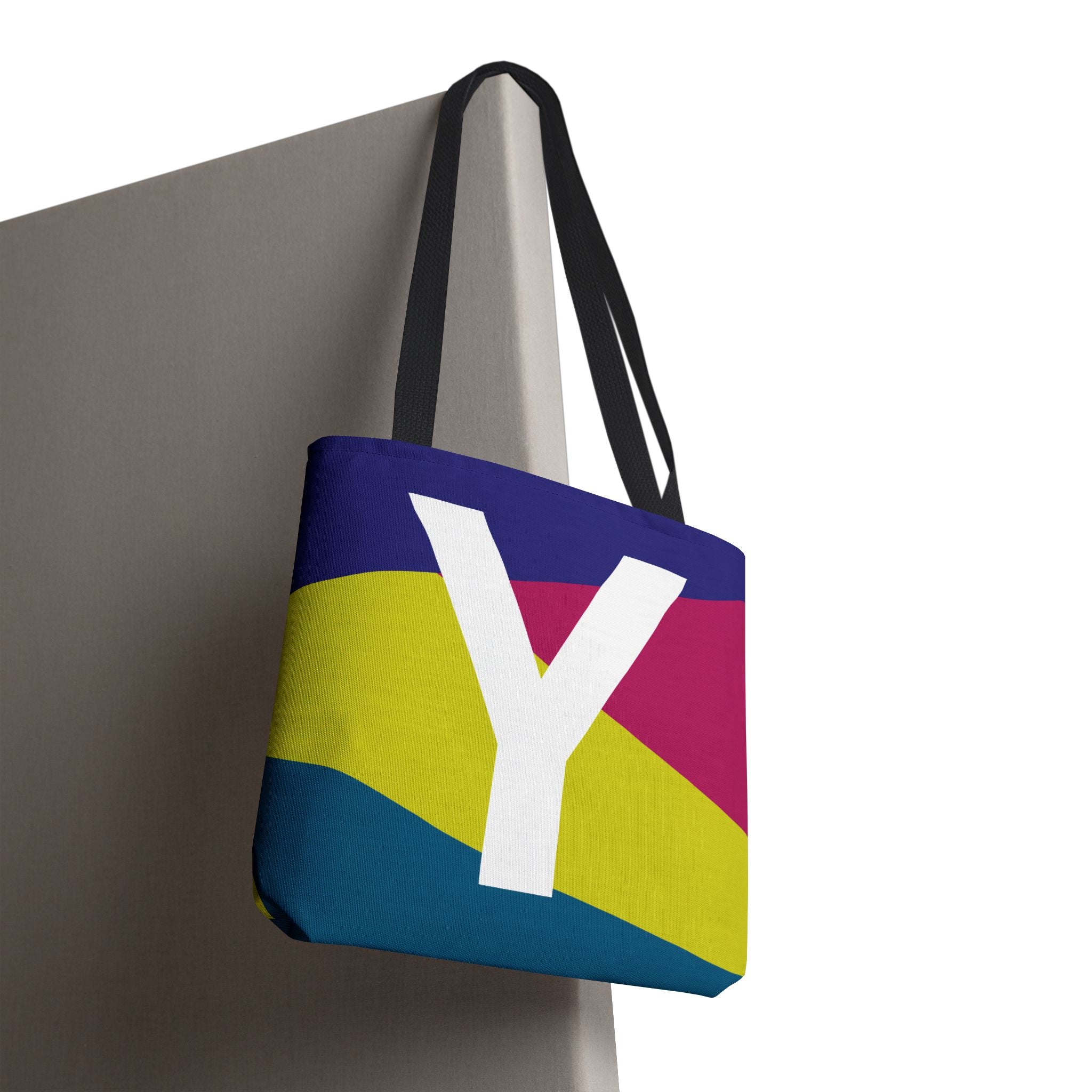 Monogram 'Y' Colorblock Tote Bag — Personalized Initial Y Shoulder Tote