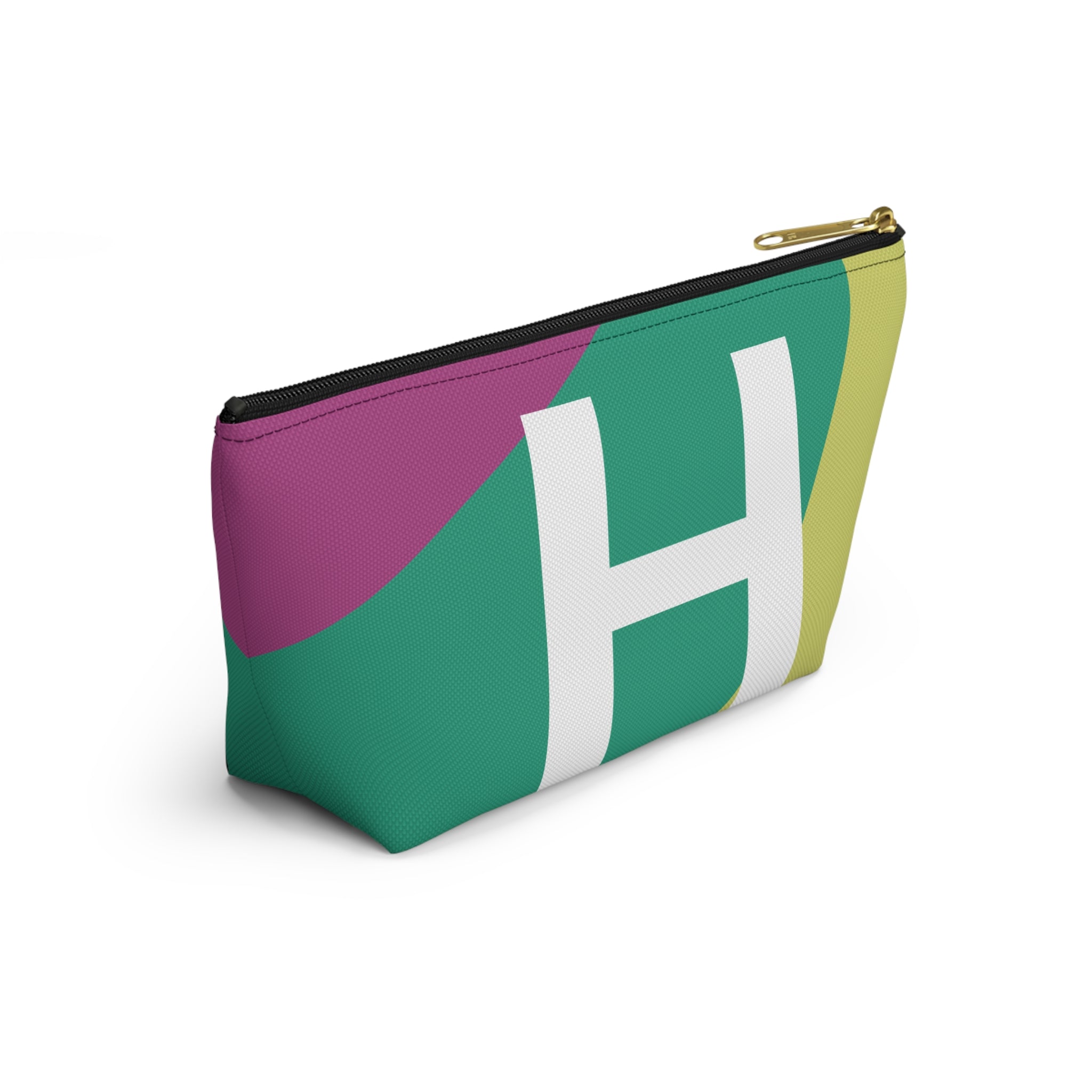 Initials Colorblock Accessory Pouch — Monogram H T-Bottom Cosmetic Bag