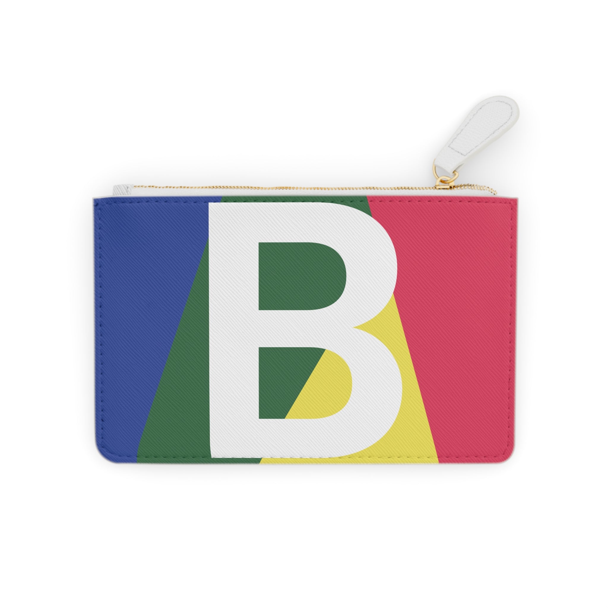 Initial B Mini Clutch — Colorblock Monogram Wristlet Wallet