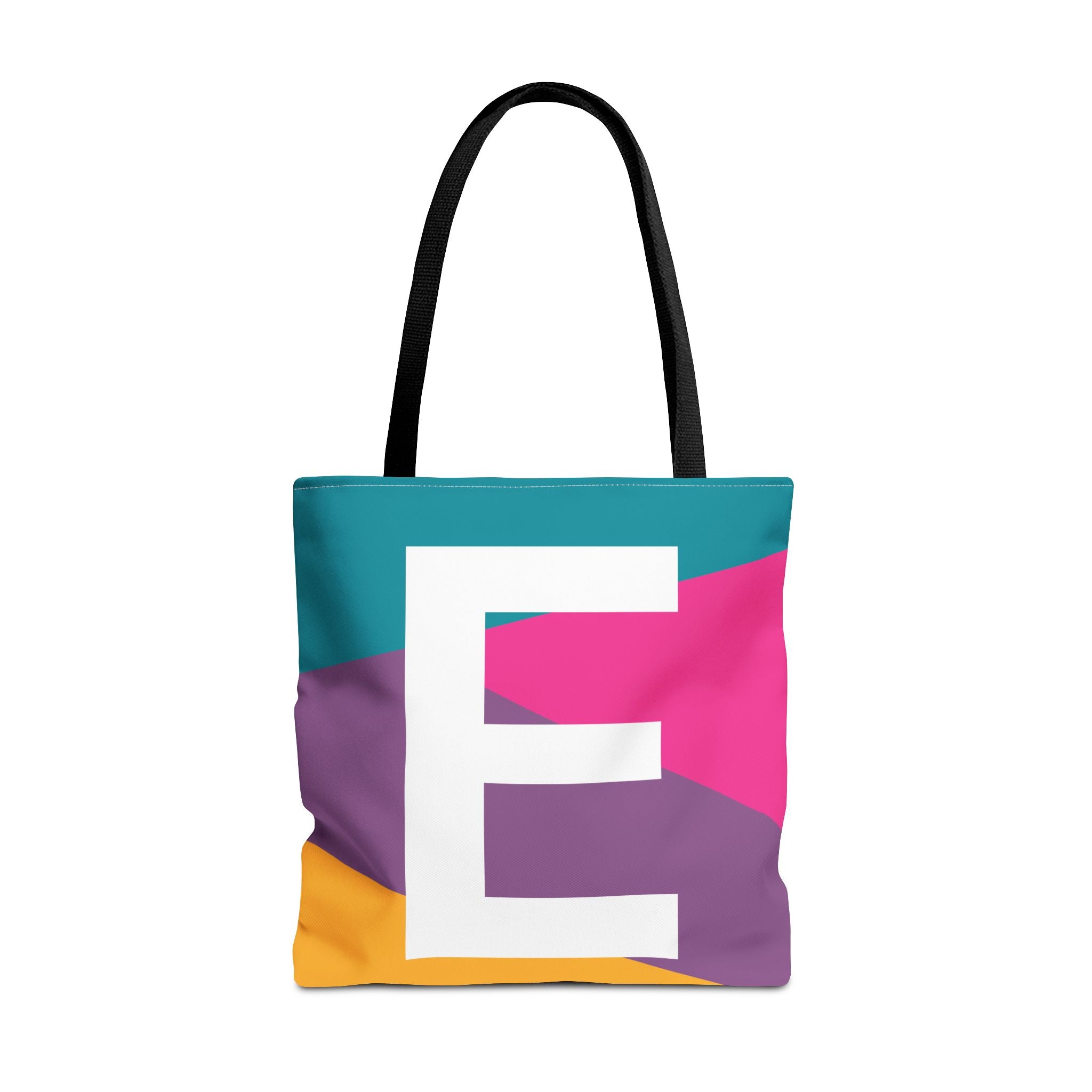Monogram 'E' Colorblock Tote Bag — Personalized Initial E Shoulder Tote
