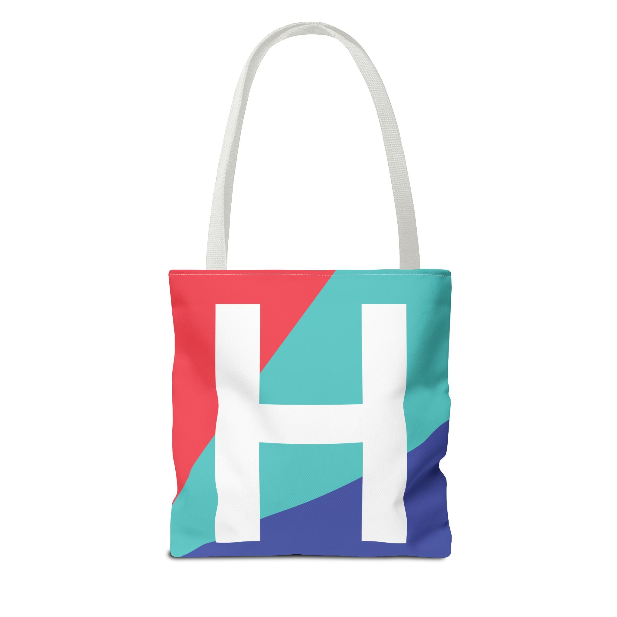 Monogram 'H' Colorblock Tote Bag — Personalized Initial H Shoulder Tote