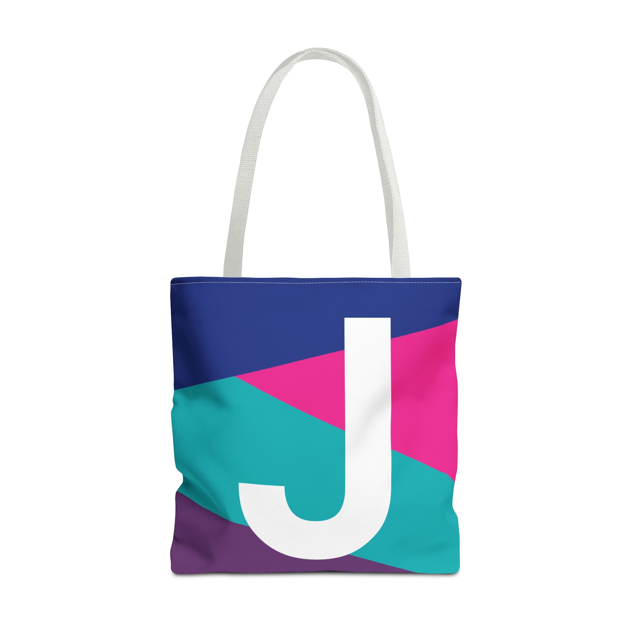 Monogram 'J' Colorblock Tote Bag — Personalized Initial J Shoulder Tote