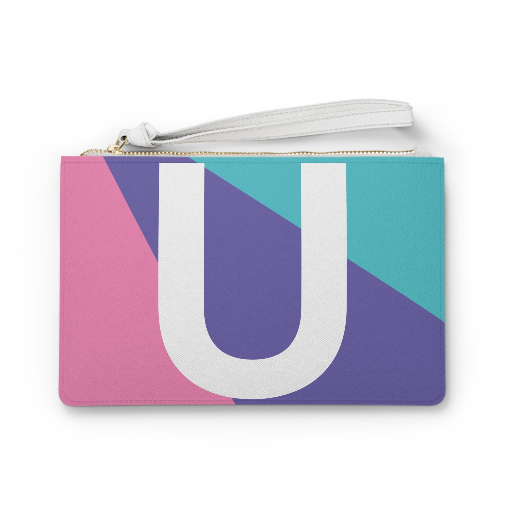 Monogram 'U' Colorblock Clutch Bag — Bold Geometric Wristlet for Everyday & Gifts