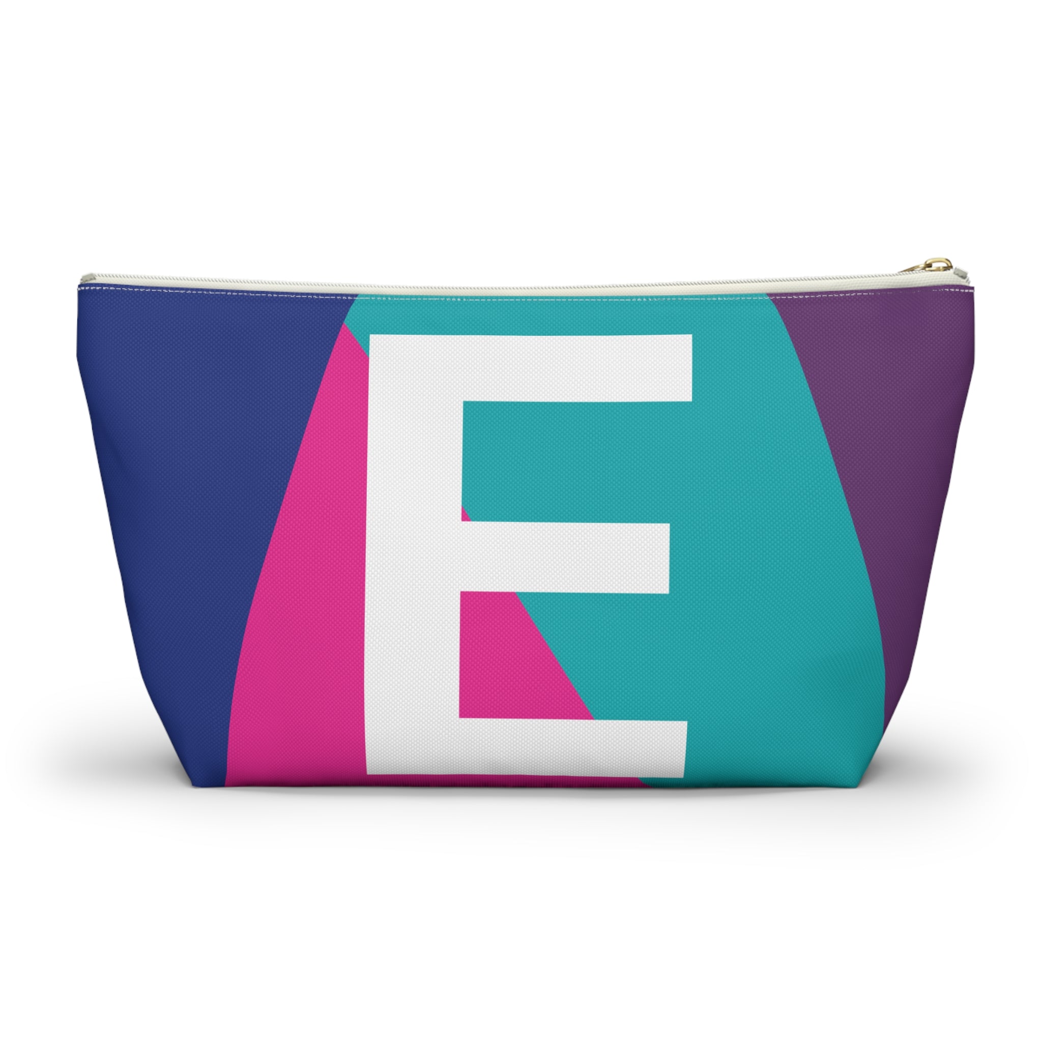 Initials Colorblock Accessory Pouch — Monogram E T-Bottom Cosmetic Bag