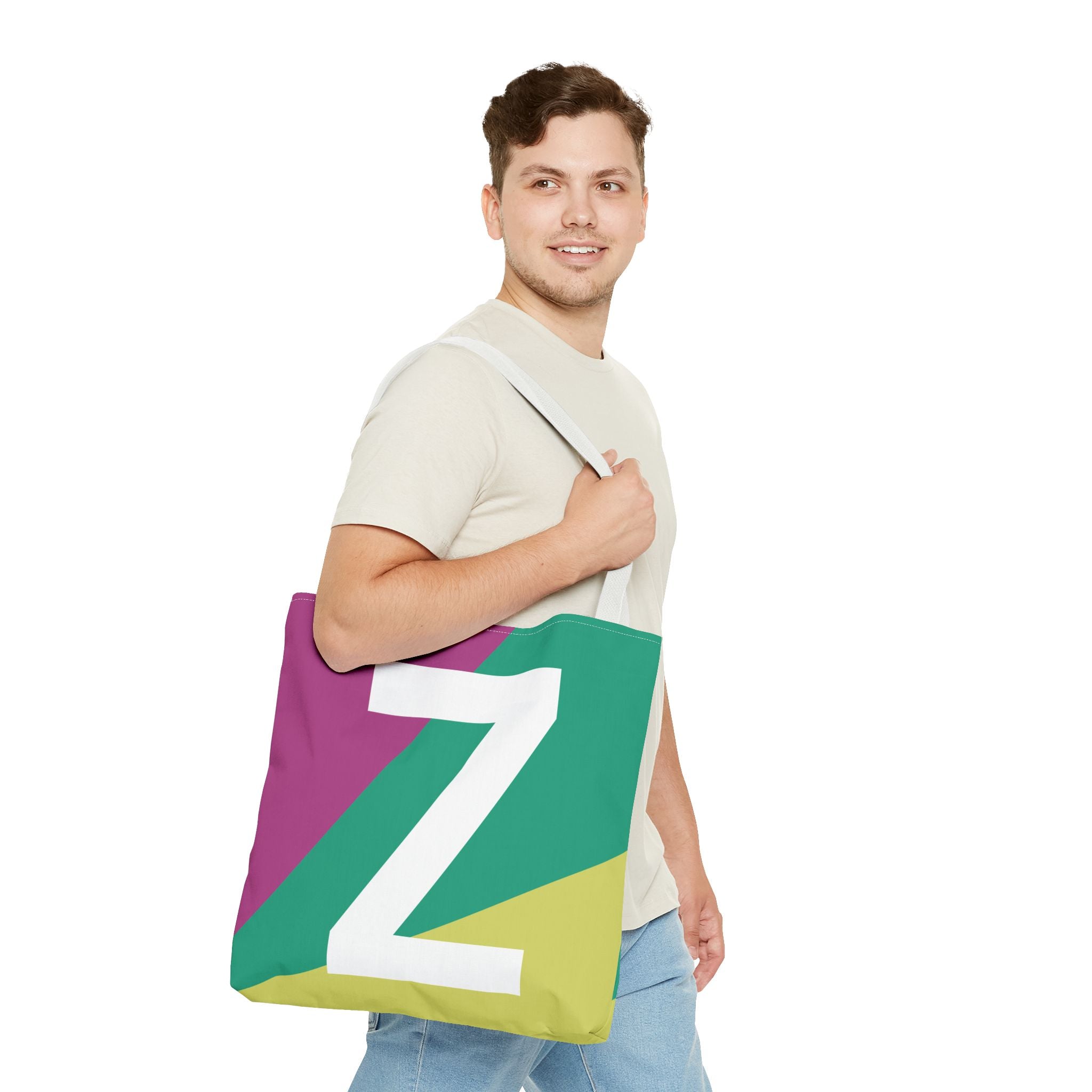 Monogram 'Z' Colorblock Tote Bag — Personalized Initial Z Shoulder Tote