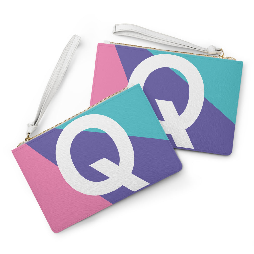 Monogram 'Q' Colorblock Clutch Bag — Bold Geometric Wristlet for Everyday & Gifts