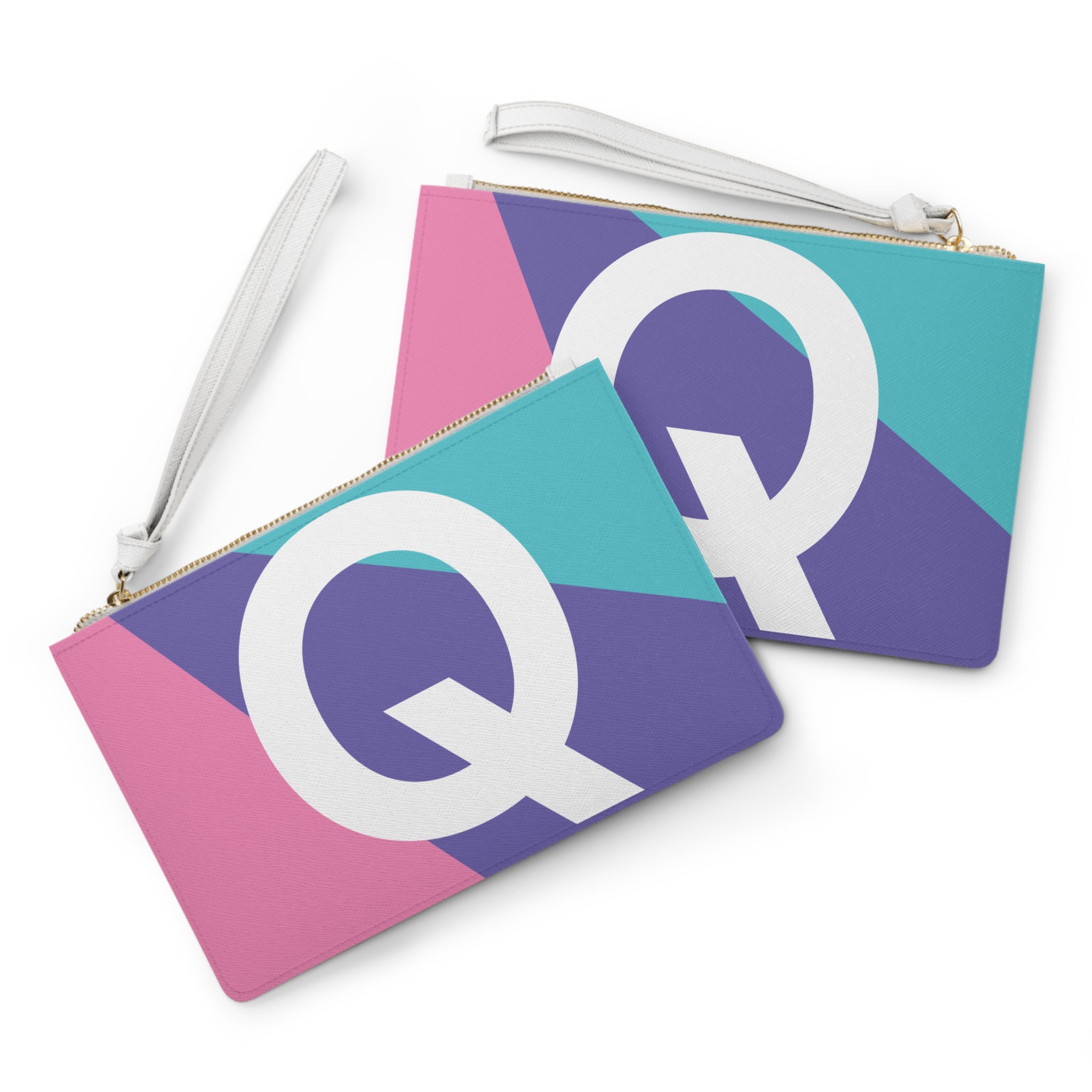 Monogram 'Q' Colorblock Clutch Bag — Bold Geometric Wristlet for Everyday & Gifts