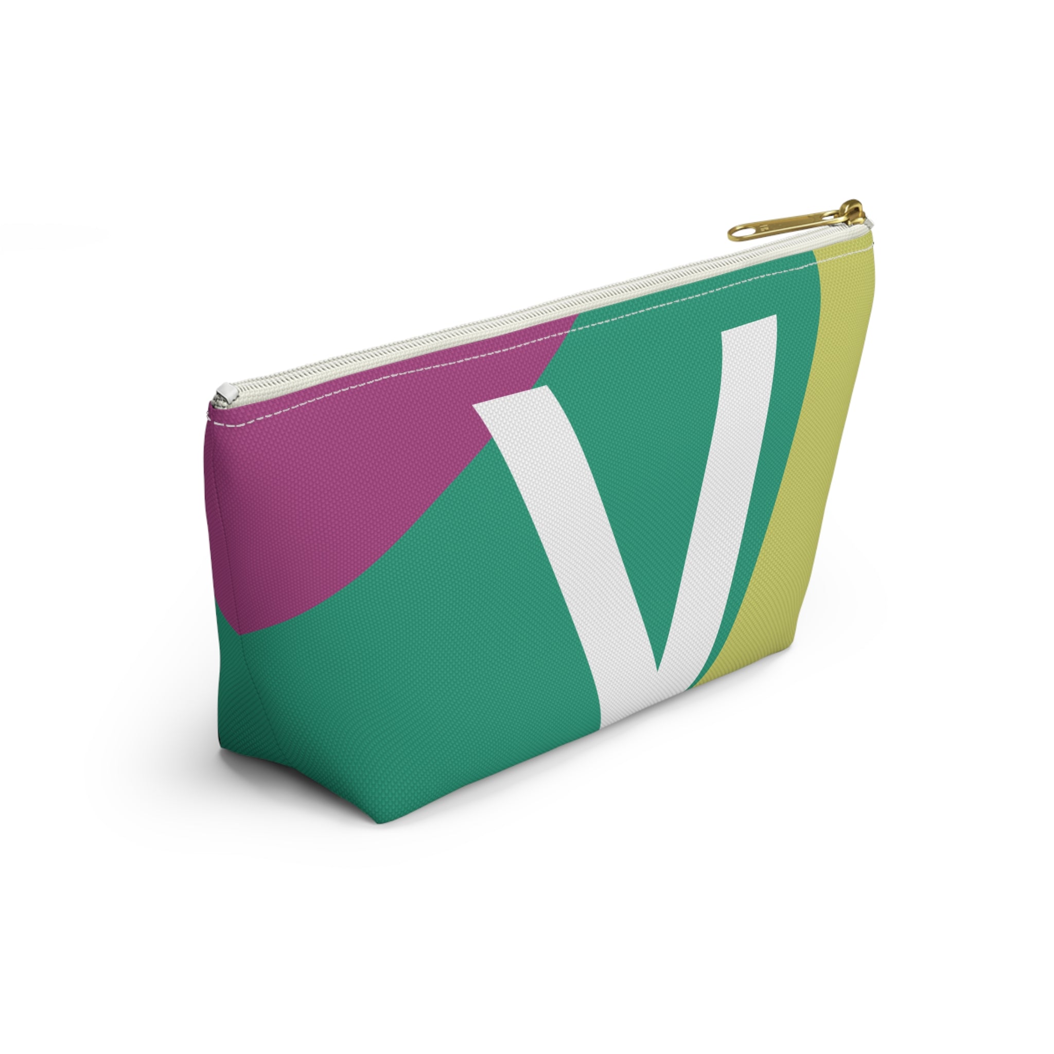 Initials Colorblock Accessory Pouch — Monogram V T-Bottom Cosmetic Bag