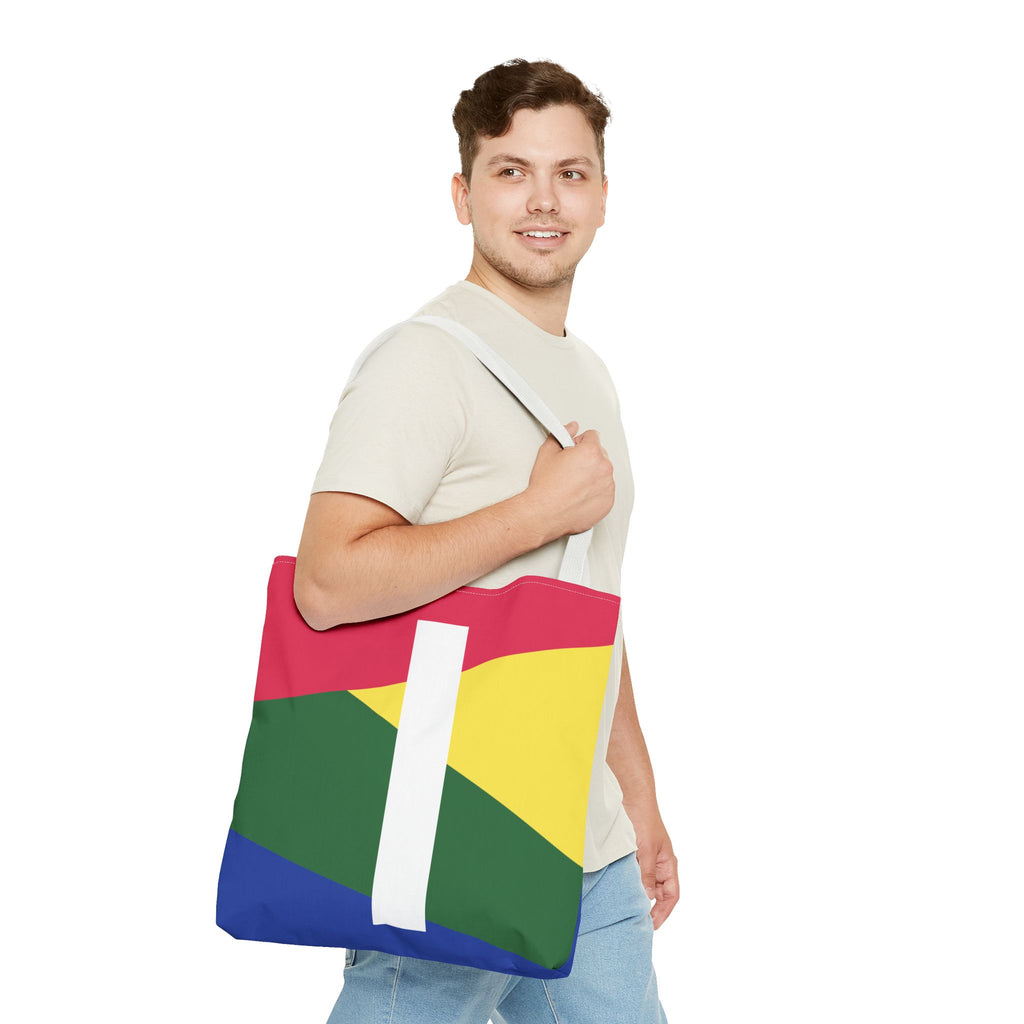 Monogram 'I' Colorblock Tote Bag — Personalized Initial I Shoulder Tote
