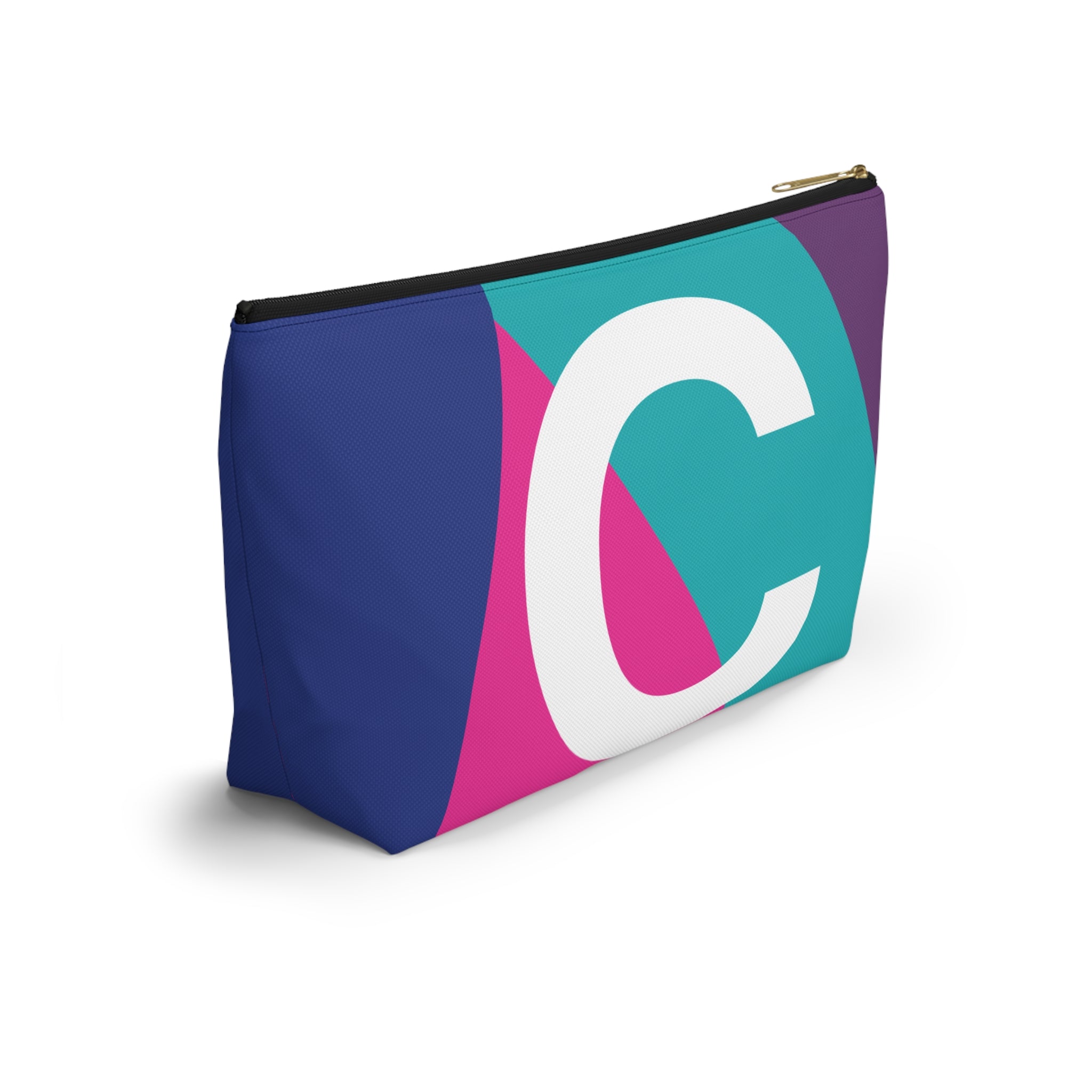 Initials Colorblock Accessory Pouch — Monogram C T-Bottom Cosmetic Bag