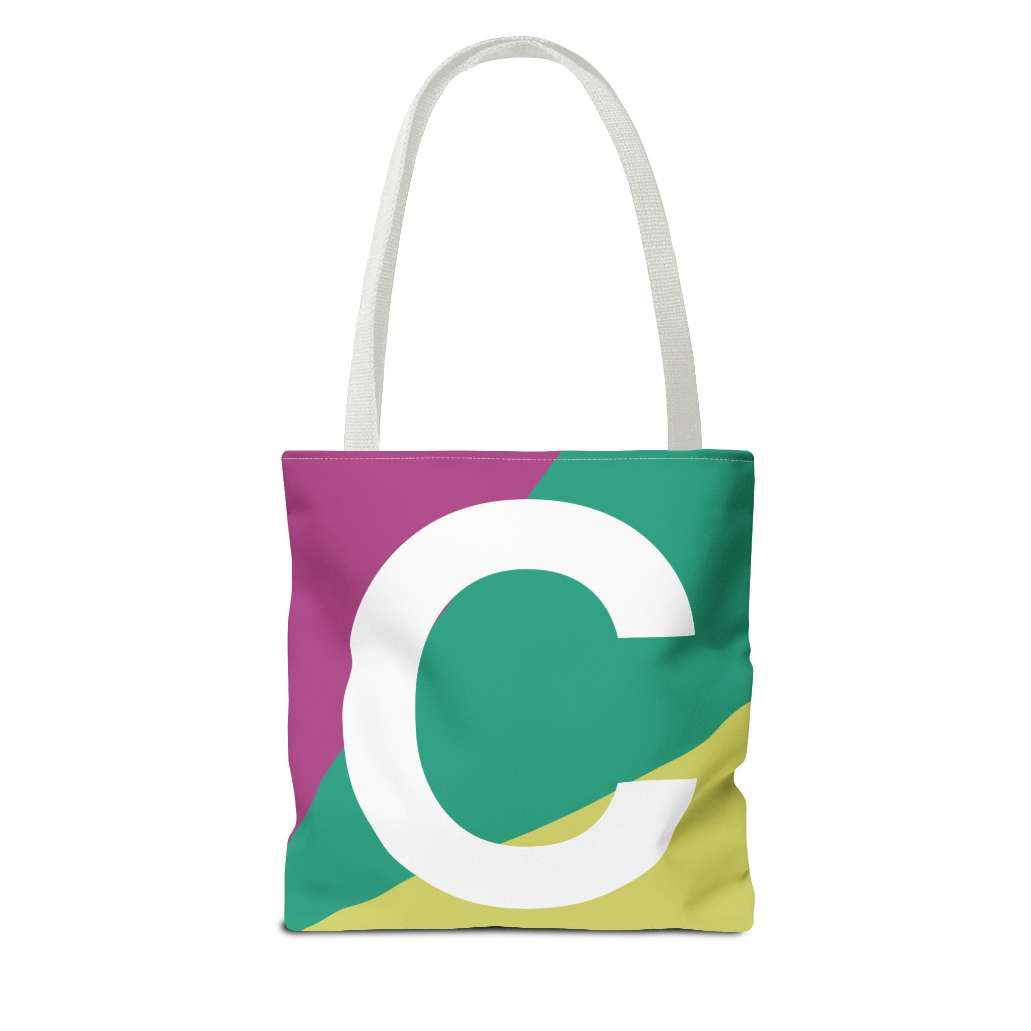 Monogram 'C' Colorblock Tote Bag — Personalized Initial C Shoulder Tote
