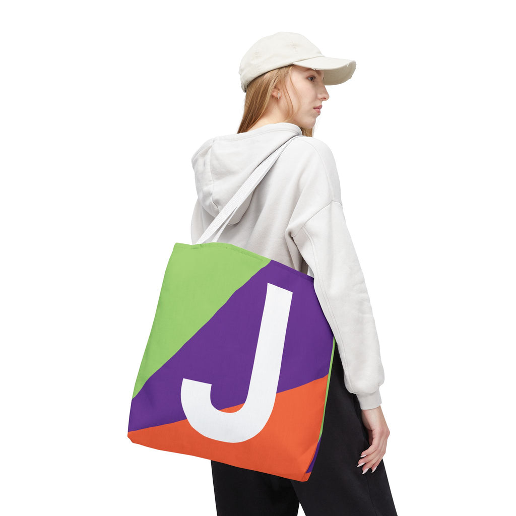 Monogram 'J' Colorblock Tote Bag — Personalized Initial J Shoulder Tote