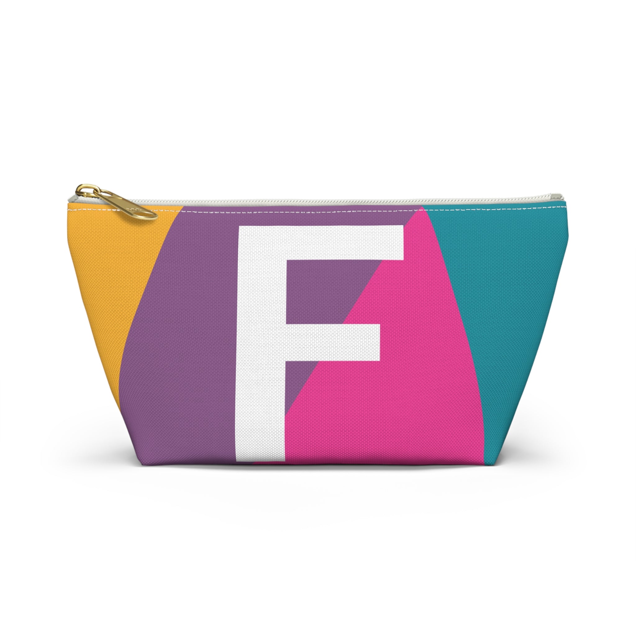 Initials Colorblock Accessory Pouch — Monogram F T-Bottom Cosmetic Bag