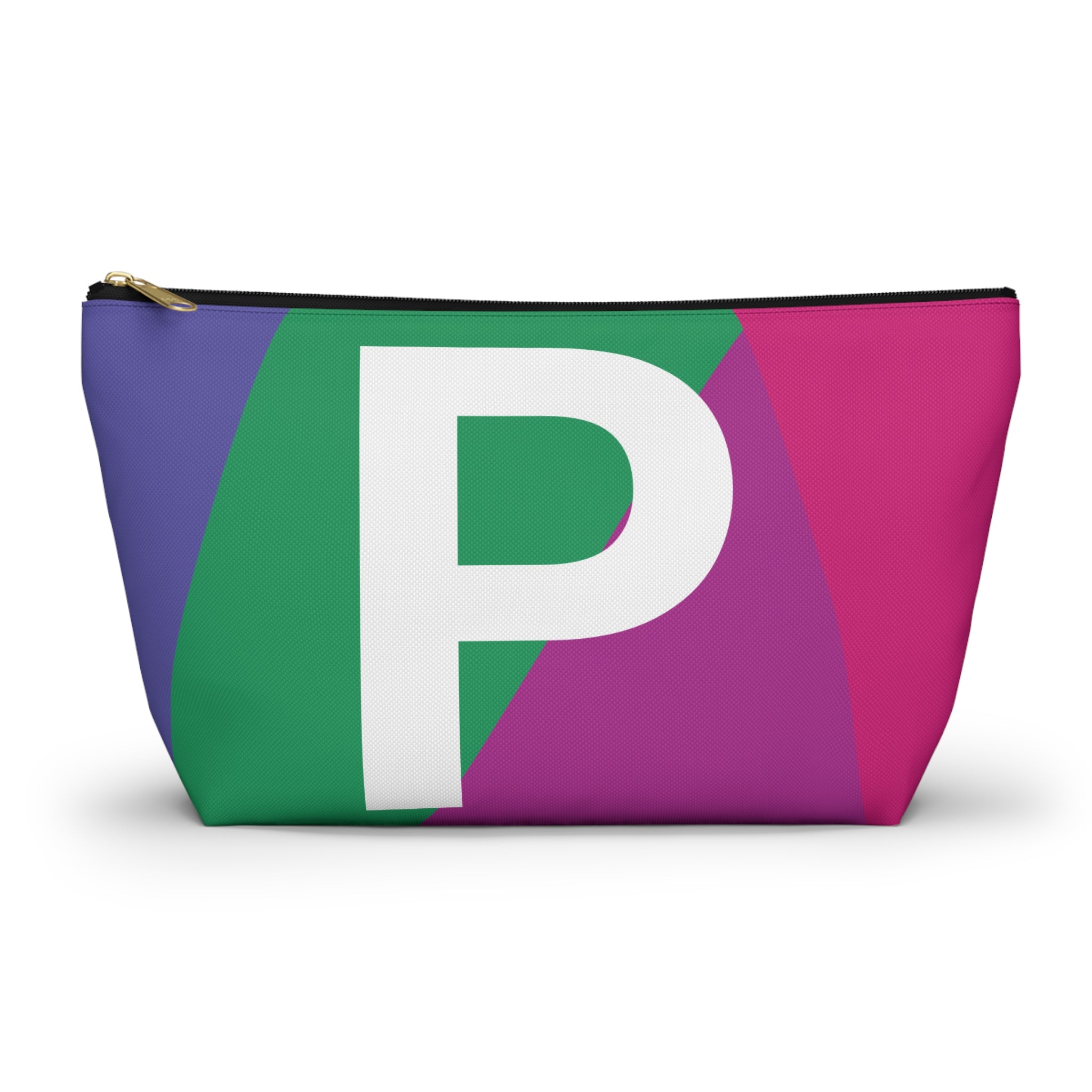 Initials Colorblock Accessory Pouch — Monogram P T-Bottom Cosmetic Bag