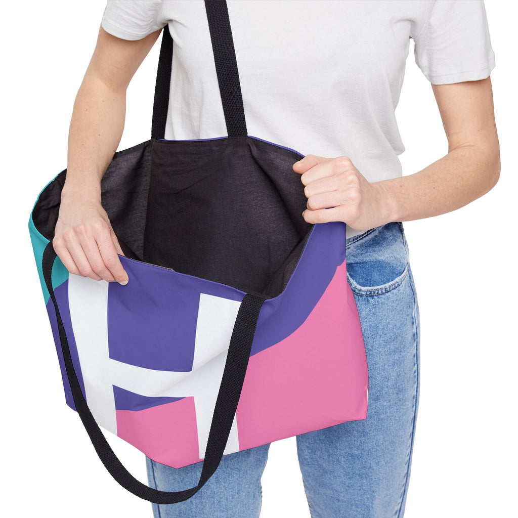Personalized 'H' Colorblock Tote Bag — Monogram Weekender Tote